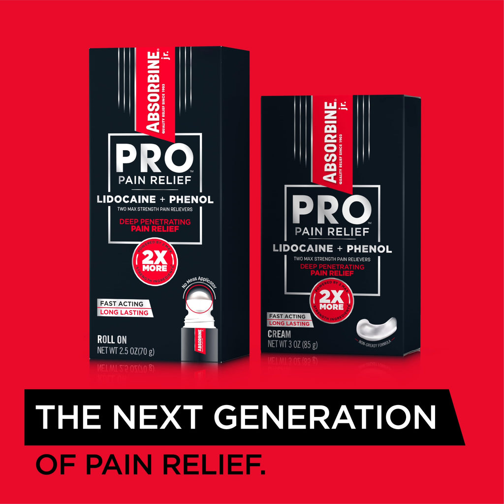 Absorbine Jr. PRO Maximum Strength Lidocaine Roll-On for Targeted Nerve and Muscle Pain Relief, 4% Lidocaine + 1.5% Phenol, Fast Acting & Long Lasting, 2.5 oz ABSORBINE JR. Au supplements