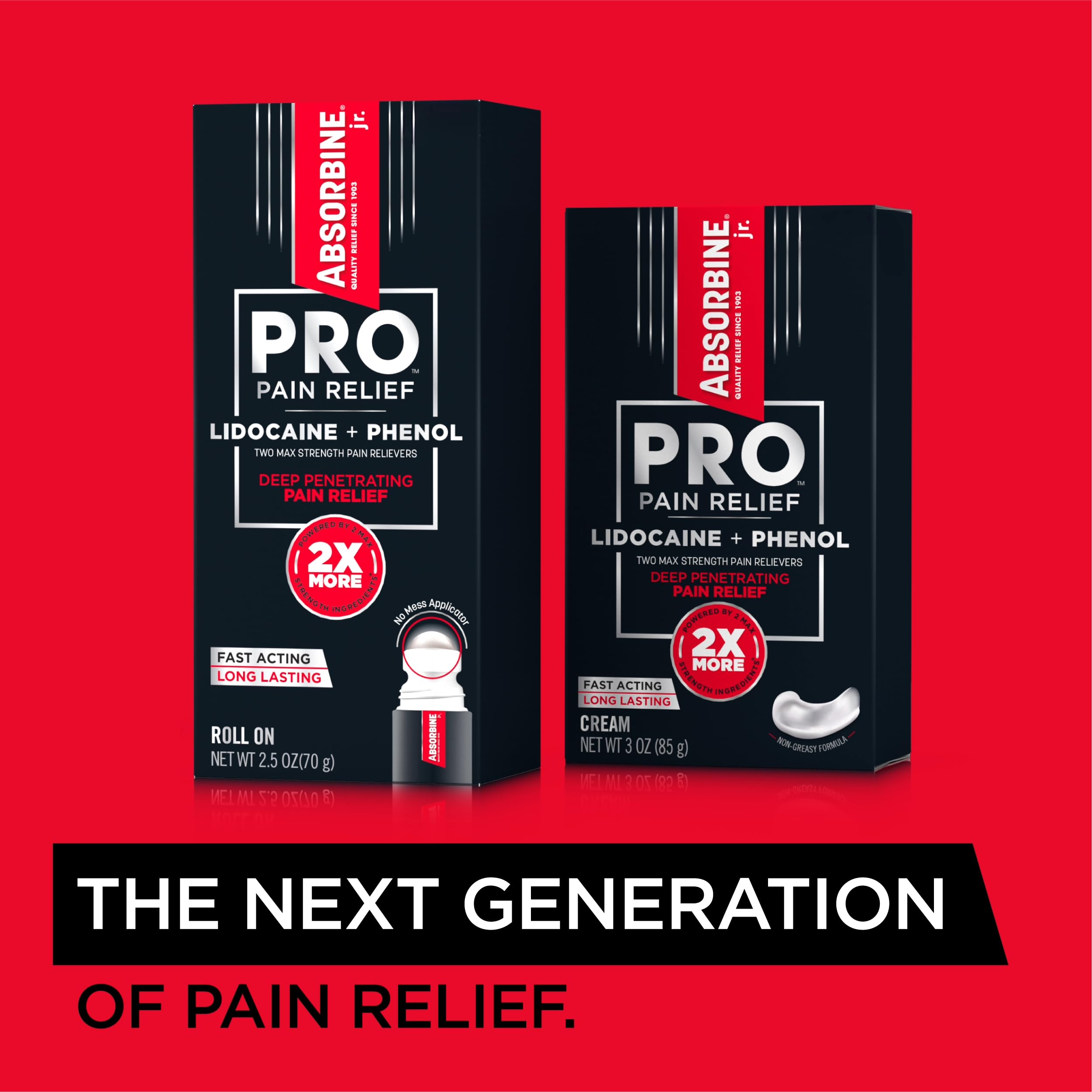 Absorbine Jr. PRO Maximum Strength Lidocaine Roll-On for Targeted Nerve and Muscle Pain Relief, 4% Lidocaine + 1.5% Phenol, Fast Acting & Long Lasting, 2.5 oz ABSORBINE JR. Au supplements