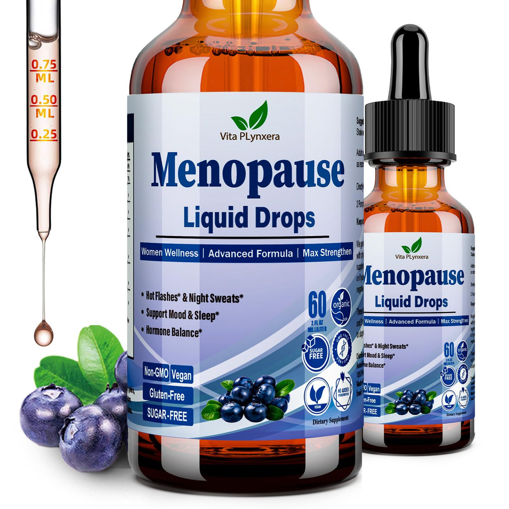 Menopause Supplements Liquid Drops, 8-in-1 Menopause Vitamin w. Black Cohosh, Ashwagandha, D3 B6 Multivitamin for Hot Flash, Night Sweats, Hormone Balance & Mood Support for Women Over 40 Vita PLynxera Au supplements