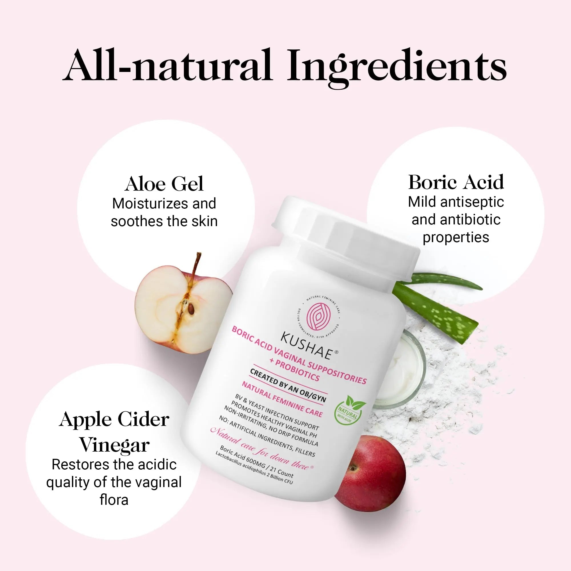 Kushae Boric Acid Suppositories with Applicator, All-Natural Boric Acid Suppositories for Women Kushae Au supplements