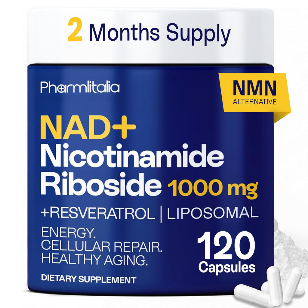 Liposomal NAD+ Supplement with Resveratrol - Nicotinamide Riboside 1000 Mg - NAD Supplements for Women & Men - NMN Supplement Alternative - Advanced NAD Resveratrol for Cellular Energy - 120 Capsules Pharmlitalia Au supplements