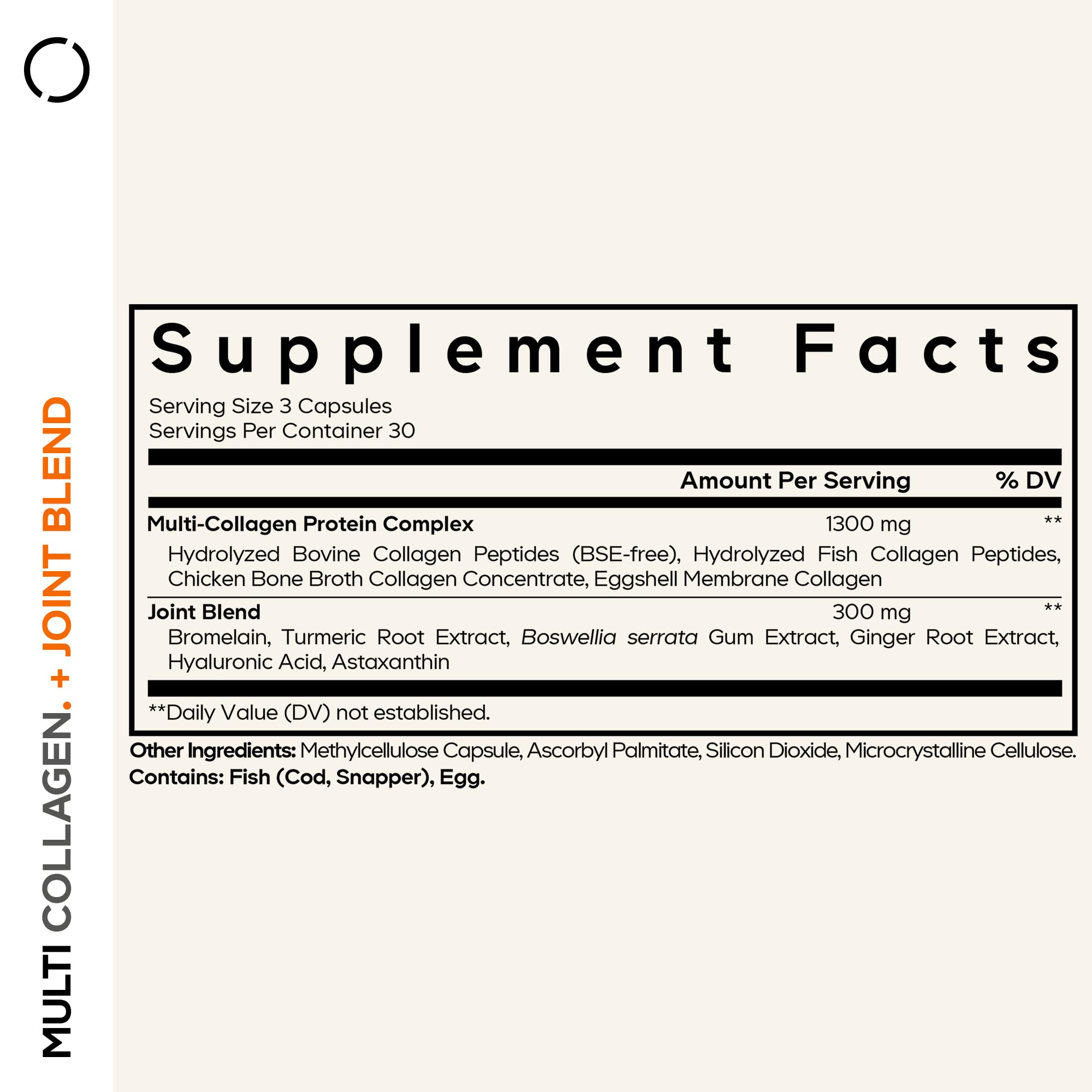 Codeage Multi Collagen Protein + Joint Blend Supplement, Hyaluronic Acid, Bromelain, Turmeric, Ginger, Boswellia, Astaxanthin - Hydrolyzed Bovine Collagen