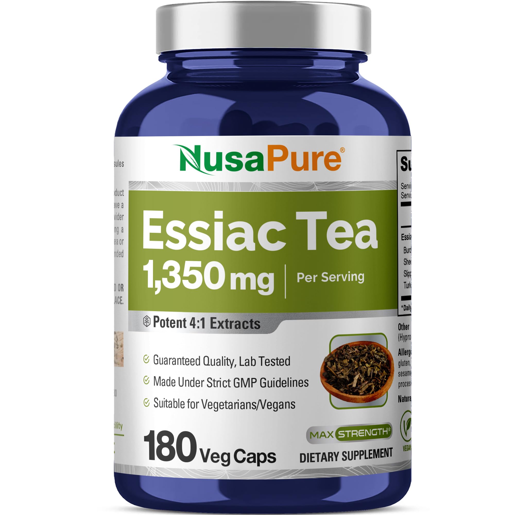 NusaPure Essiac Tea 1350 mg 180 Veggie Caps (Vegetarian, Non-GMO) NusaPure Au supplements
