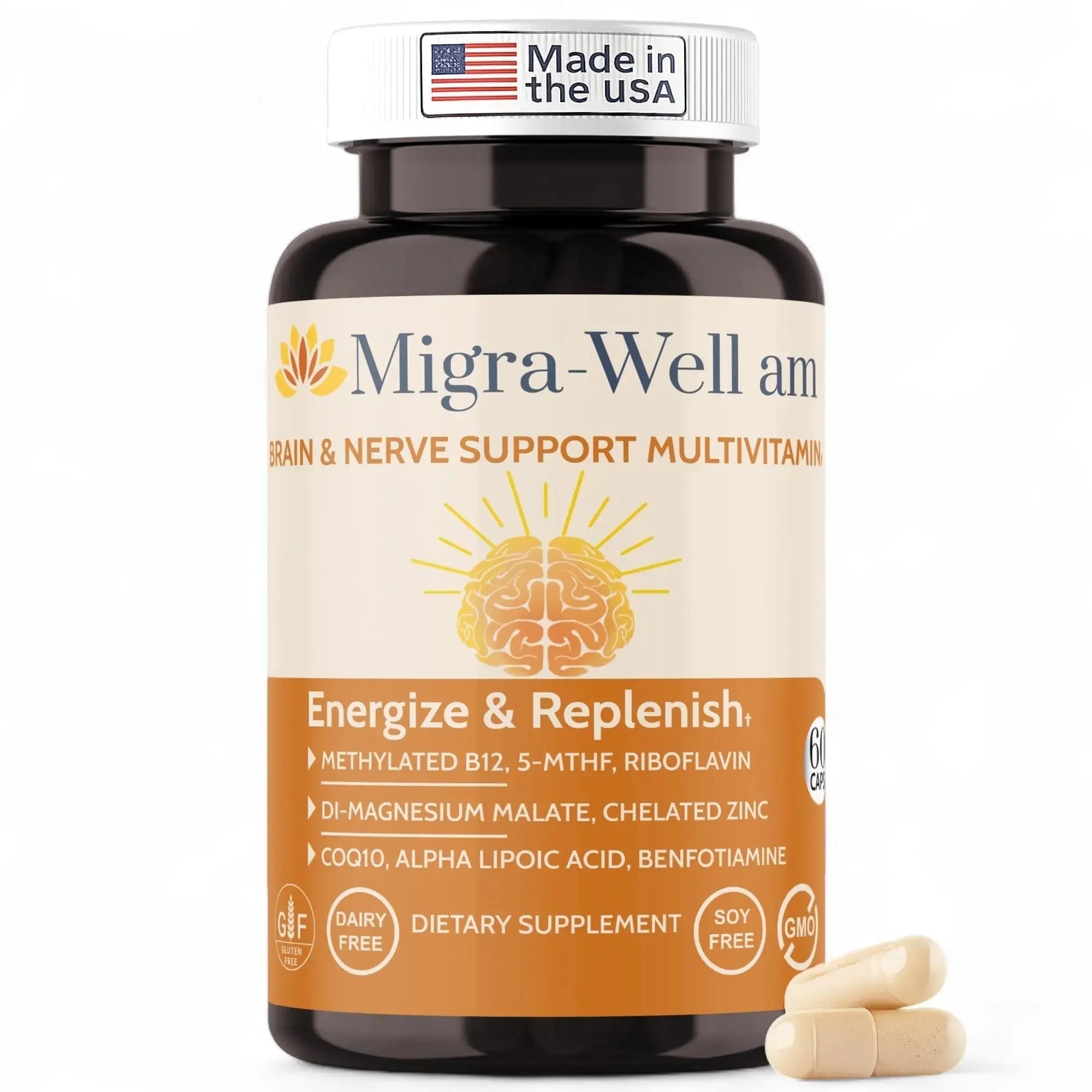Wellkasa Migra-Well AM: Energizing Daily Methylated Multivitamin with Bioavailable Minerals & Antioxidants Supporting Brain Wellkasa Au supplements