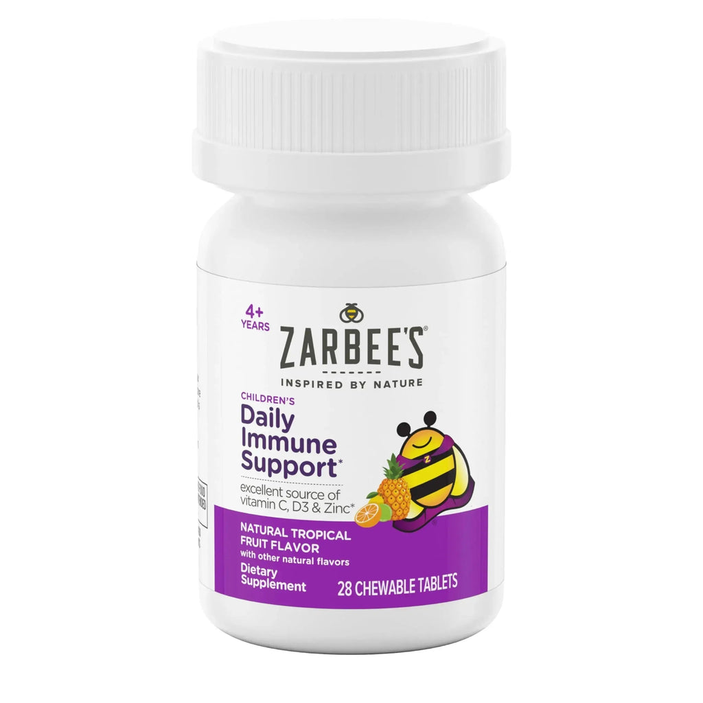 Zarbee's Kids Immune Support, Vitamin C, D & Zinc Daily Immunity Vitamins for Children 4+ Years, Natural Tropical Fruit Flavor, 28 Chewable Tablets Zarbee's Au supplements