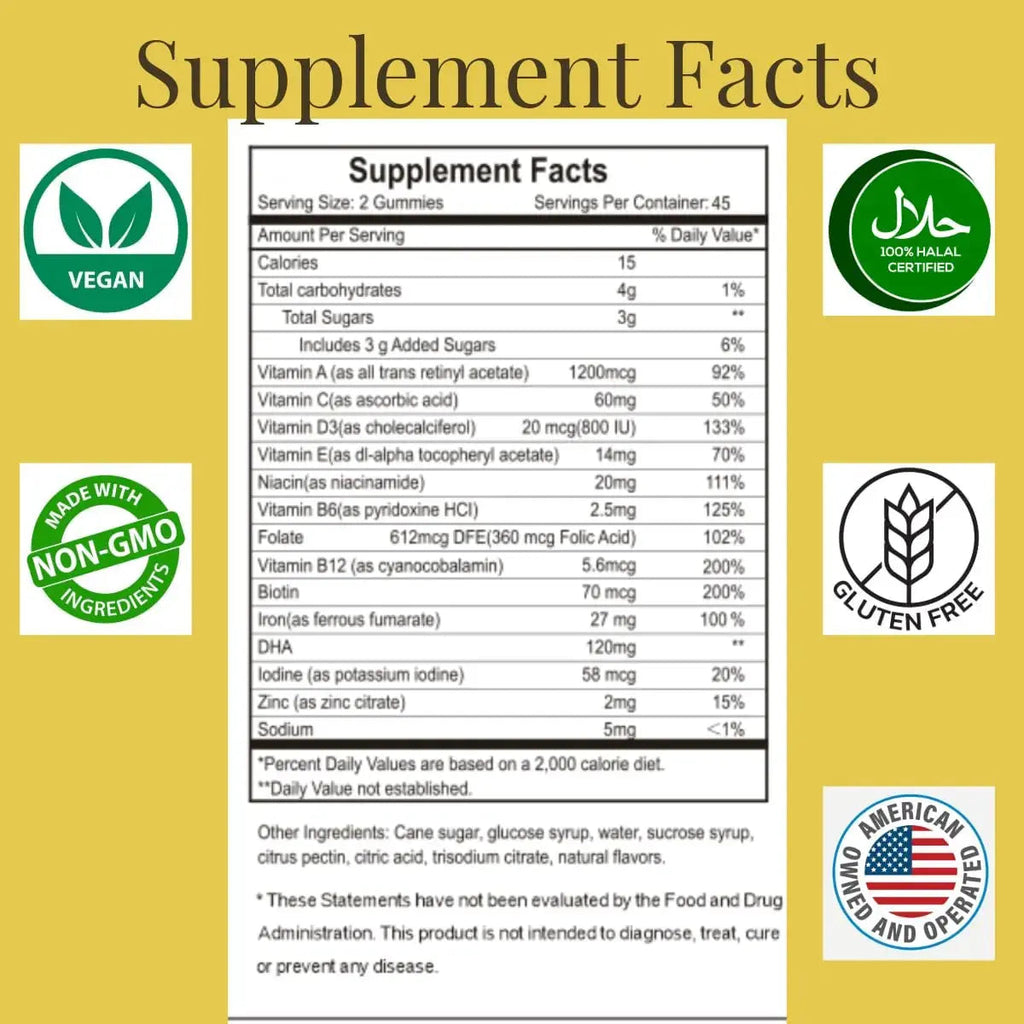 MonesAli Prenatal Gummies for Women Vitamins| & Postnatal | Vegan, Halal, Gelatin Free | with Folate, Iron & Biotin | MonesAli Au supplements