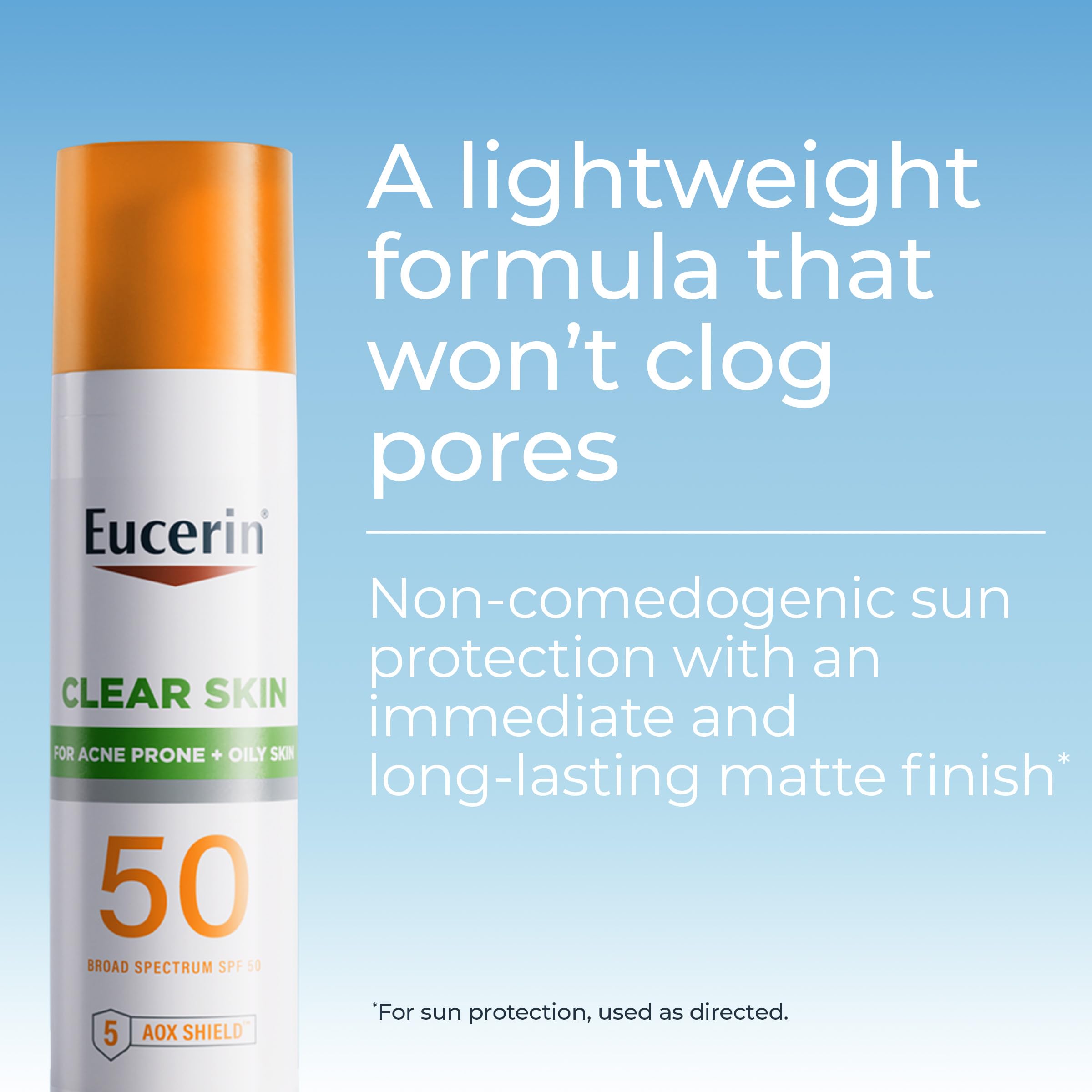 Eucerin Sun Clear Skin Face Sunscreen Lotion SPF 50 for Acne Prone and Oily Skin, Lightweight Sunscreen with Oil-Absorbing Minerals