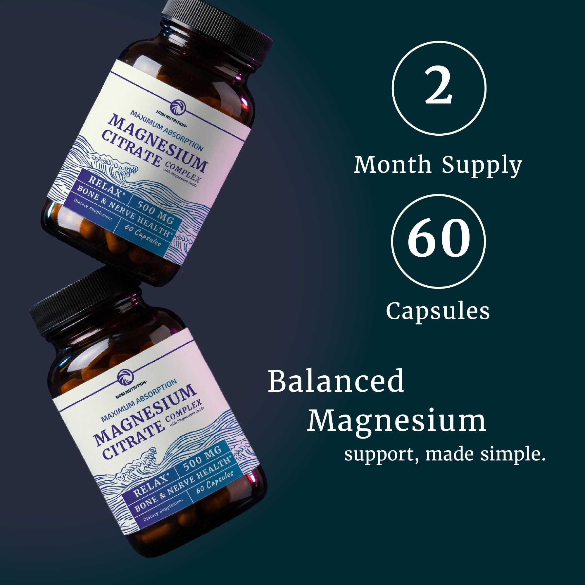 Magnesium Citrate Complex 500 MG for Constipation & Digestion Support | High Absorption Magnesium Supplement | Citrato de Magnesio | Calm & Relaxation