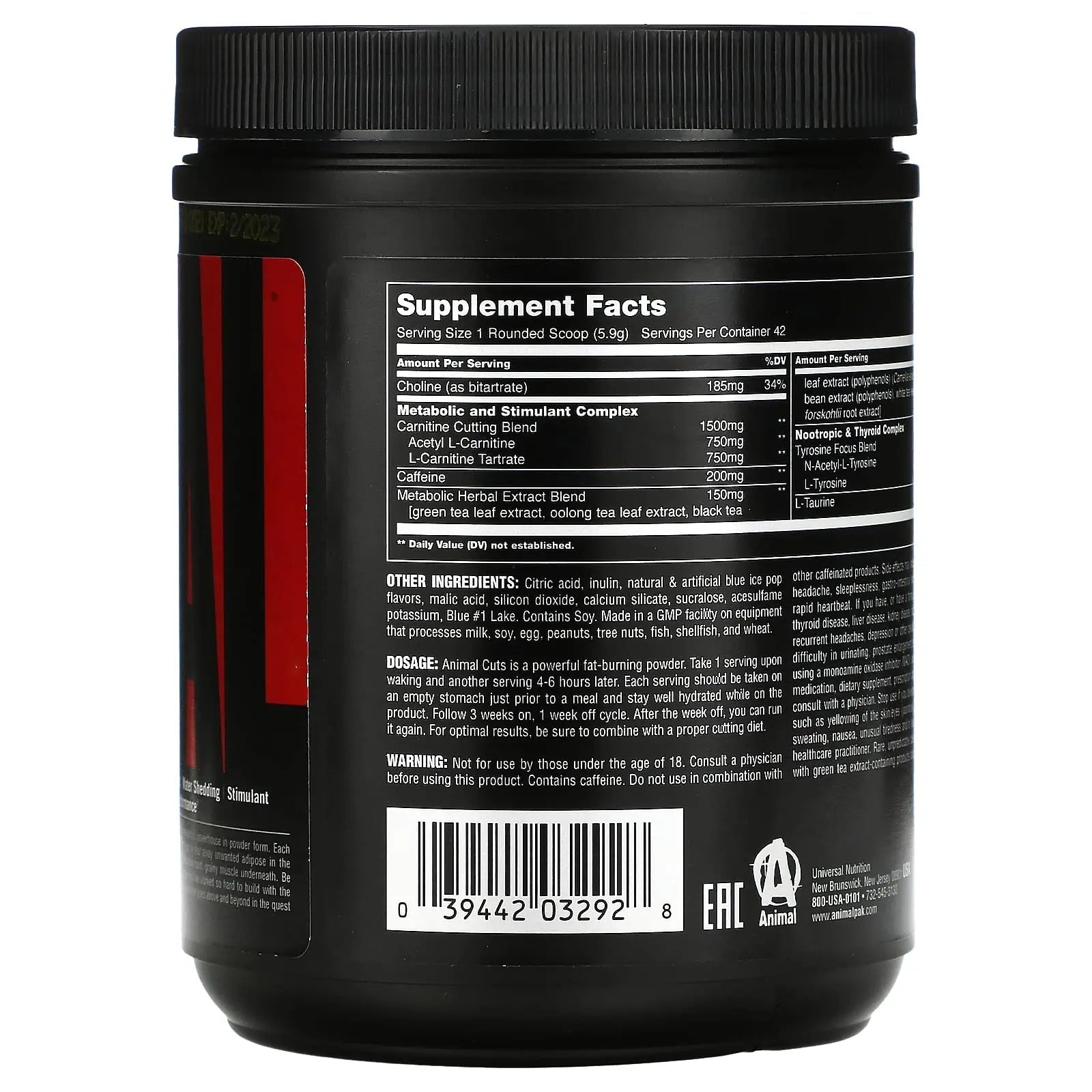 Universal Nutrition Animal Cuts Powder - Metabolic Enhancer, Nootropics, Carnitine Animal Au supplements