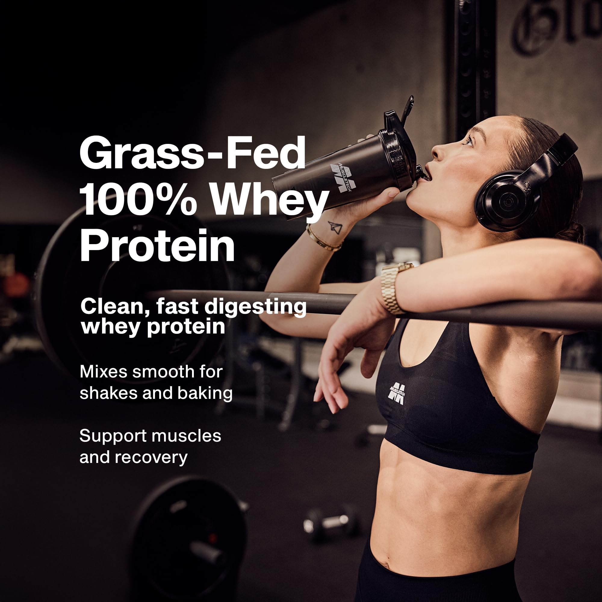 Muscletech Grass-Fed Whey Protein Powder (Deluxe Vanilla, 1.8 lb) - Smoothie & Milkshake Mix Supports Muscle Gain & Recovery - 20g Protein