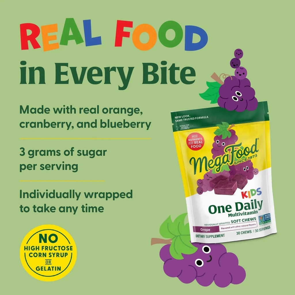 MegaFood Kids One Daily Multivitamin Soft Chews - Kids Vitamins with Vitamin B, Vitamin C, Vitamin D & Vitamin E - Age 4+, Vegetarian MegaFood Au supplements