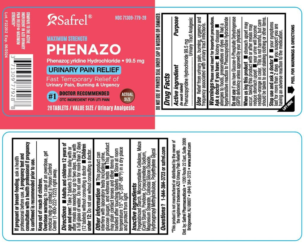 Safrel Urinary Pain Relief | UTI Relief | Fast Acting | Bladder Discomfort & Pain Relief | Phenazopyridine Hydrochloride 99.5mg (28 Count) Safrel Au supplements