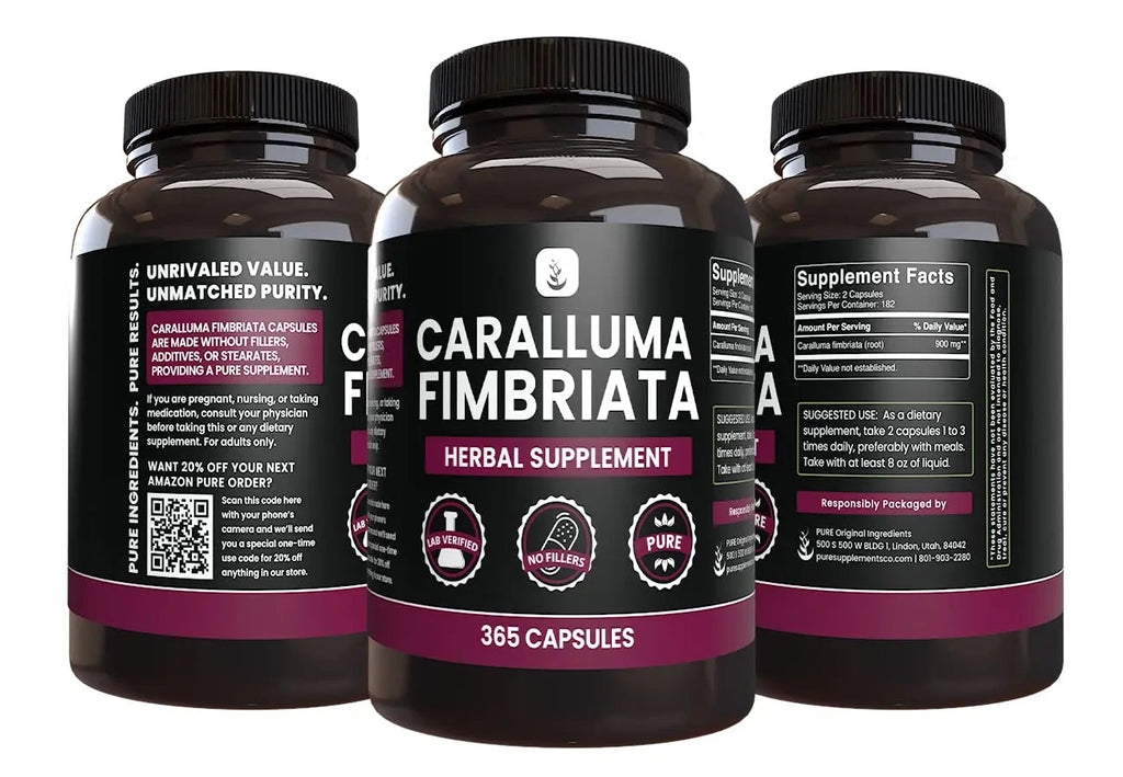 PURE ORIGINAL INGREDIENTS Caralluma Fimbriata (365 Capsules) No Magnesium Or Rice PURE ORIGINAL INGREDIENTS Au supplements