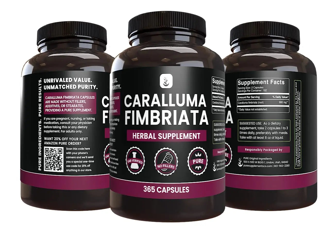 PURE ORIGINAL INGREDIENTS Caralluma Fimbriata (365 Capsules) No Magnesium Or Rice PURE ORIGINAL INGREDIENTS Au supplements