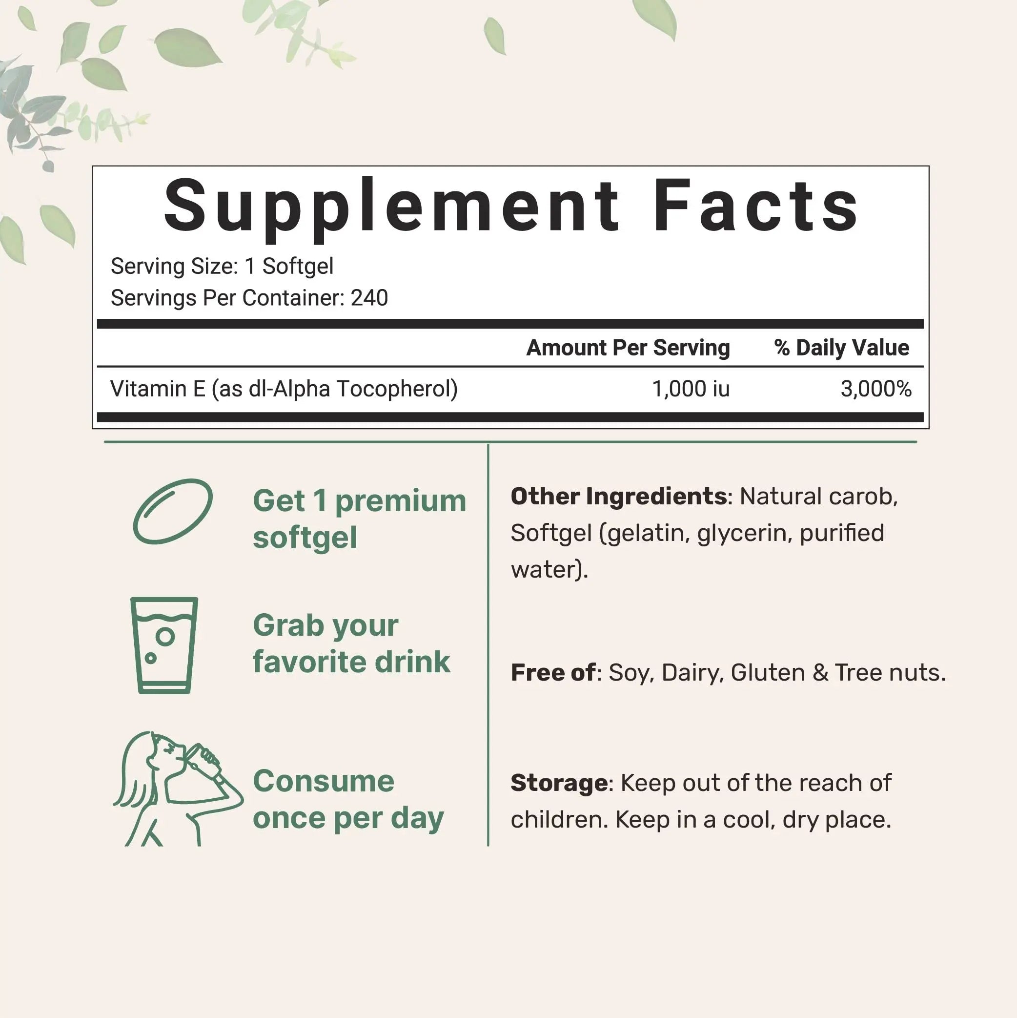 Micro Ingredients Vitamin E 1000 IU, 240 Softgels | Pure Vitamin E Oil Pills Micro Ingredients Au supplements