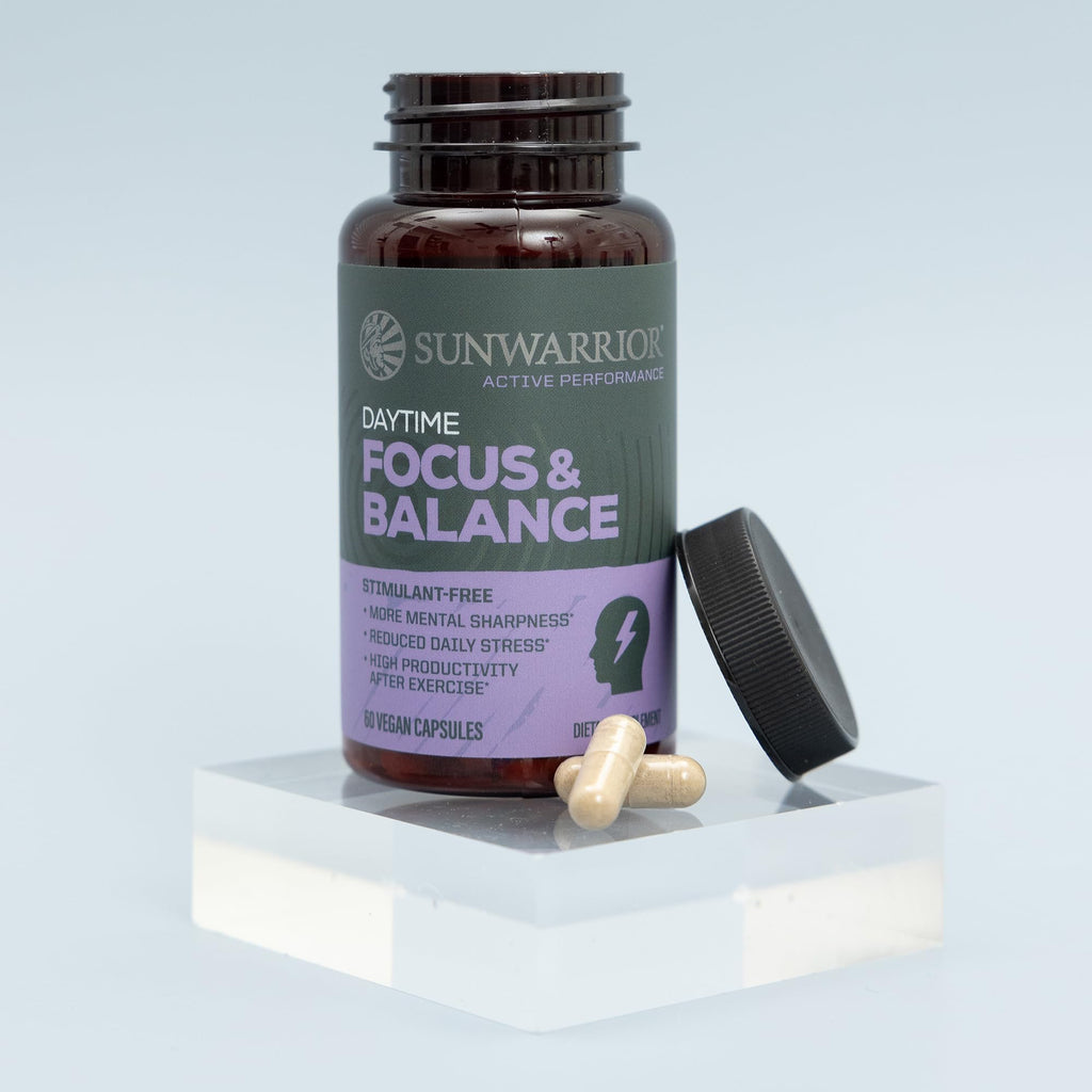Ashwagandha, Rhodiola, Reishi & 5-HTP for Stress-Free Focus Active Focus & Balance Capsules Caffeine-Free Nootropic for Calm Energy & Mental Clarity, Mood & Immune Support 60 Vegan Capsules Sunwarrior Au supplements