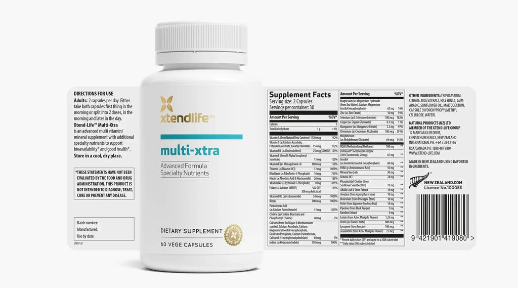 Xtendlife Multi-Xtra Multivitamin for Immune, Heart & Energy Support - 40+ Bioavailable Vitamins, Minerals, Antioxidants & Herbs Xtendlife Au supplements
