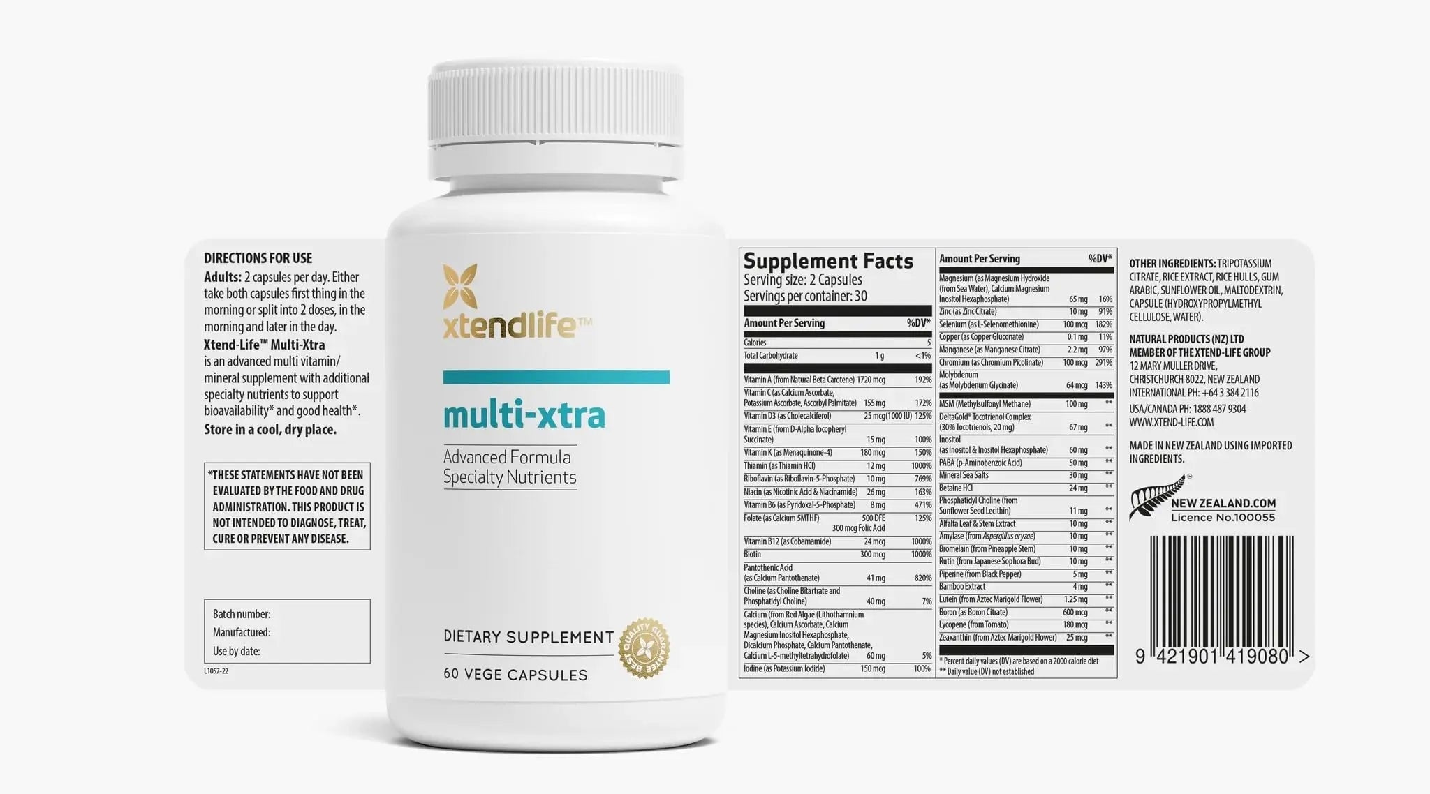 Xtendlife Multi-Xtra Multivitamin for Immune, Heart & Energy Support - 40+ Bioavailable Vitamins, Minerals, Antioxidants & Herbs Xtendlife Au supplements