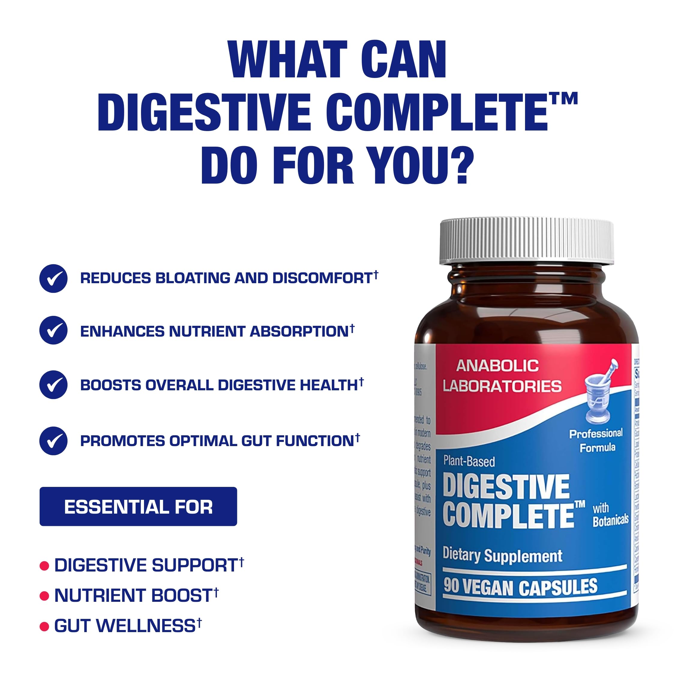 Plant Based Multi Digestive Enzymes Supplement - Clinically Formulated Digestion Supplement with Soothing Herbs and Enzymes for Women and Men