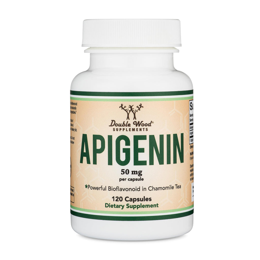 Apigenin Supplement - 50mg per Capsule, 120 Count (Powerful Bioflavonoid Found in Chamomile Tea for Relaxation, Sleep, and Mood) Senolytic