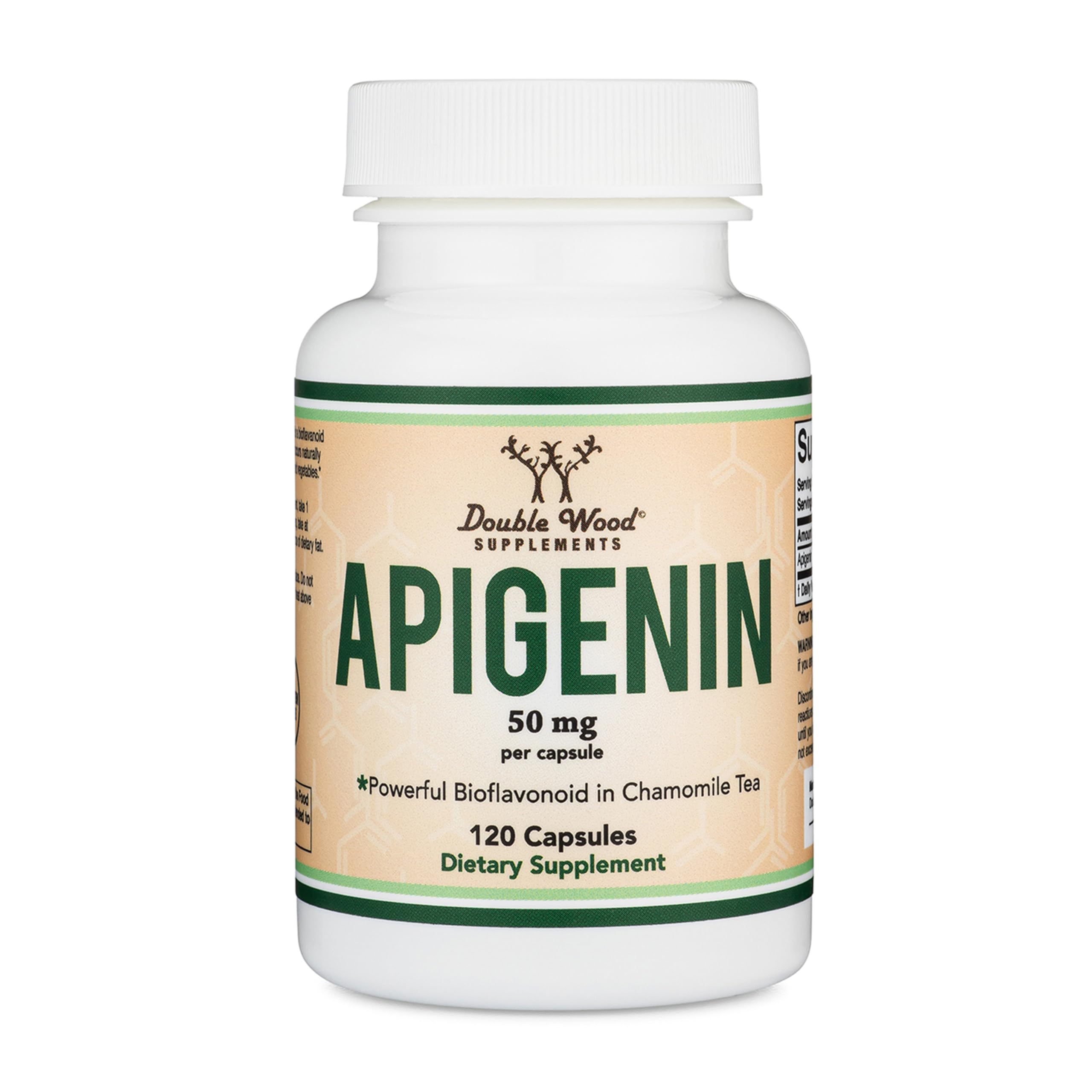Apigenin Supplement - 50mg per Capsule, 120 Count (Powerful Bioflavonoid Found in Chamomile Tea for Relaxation, Sleep, and Mood) Senolytic