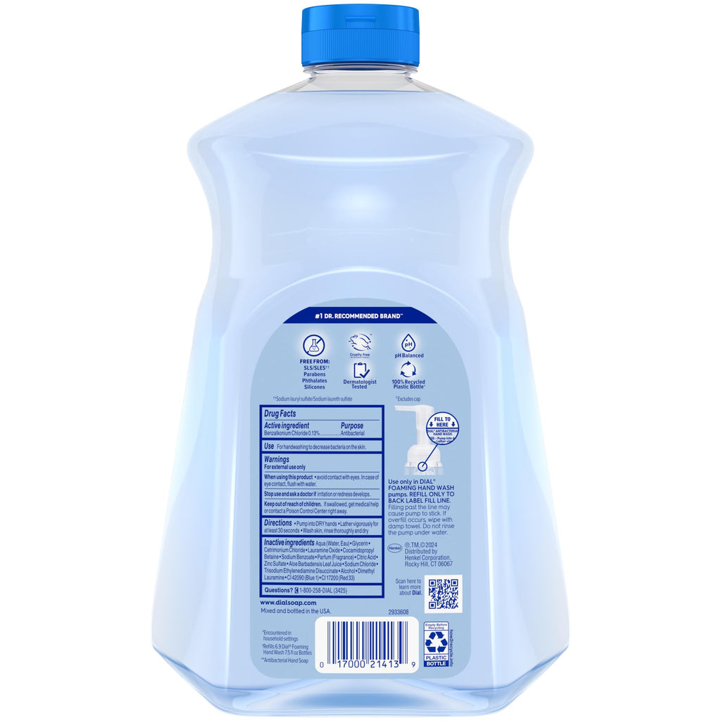 Dial Antibacterial Defense Foaming Hand Soap + Aloe, Spring Water Scent, 52 Fl Oz Hand Soap Refill