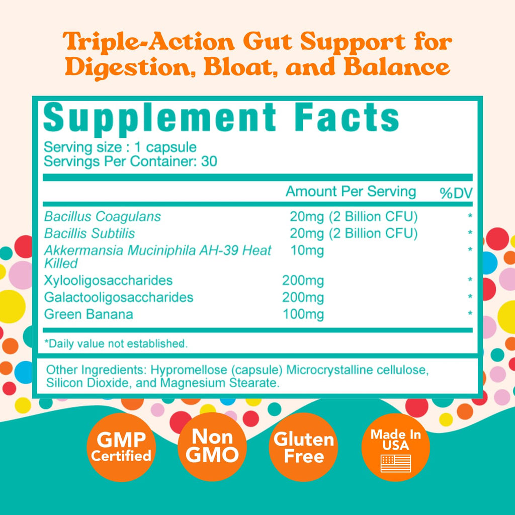 Let Loose Daily Tribiotic Pills - Probiotics, Prebiotics, and Postbiotics to Feed Your Microbiome and Support Smooth Daily Digestion, Gut Health,
