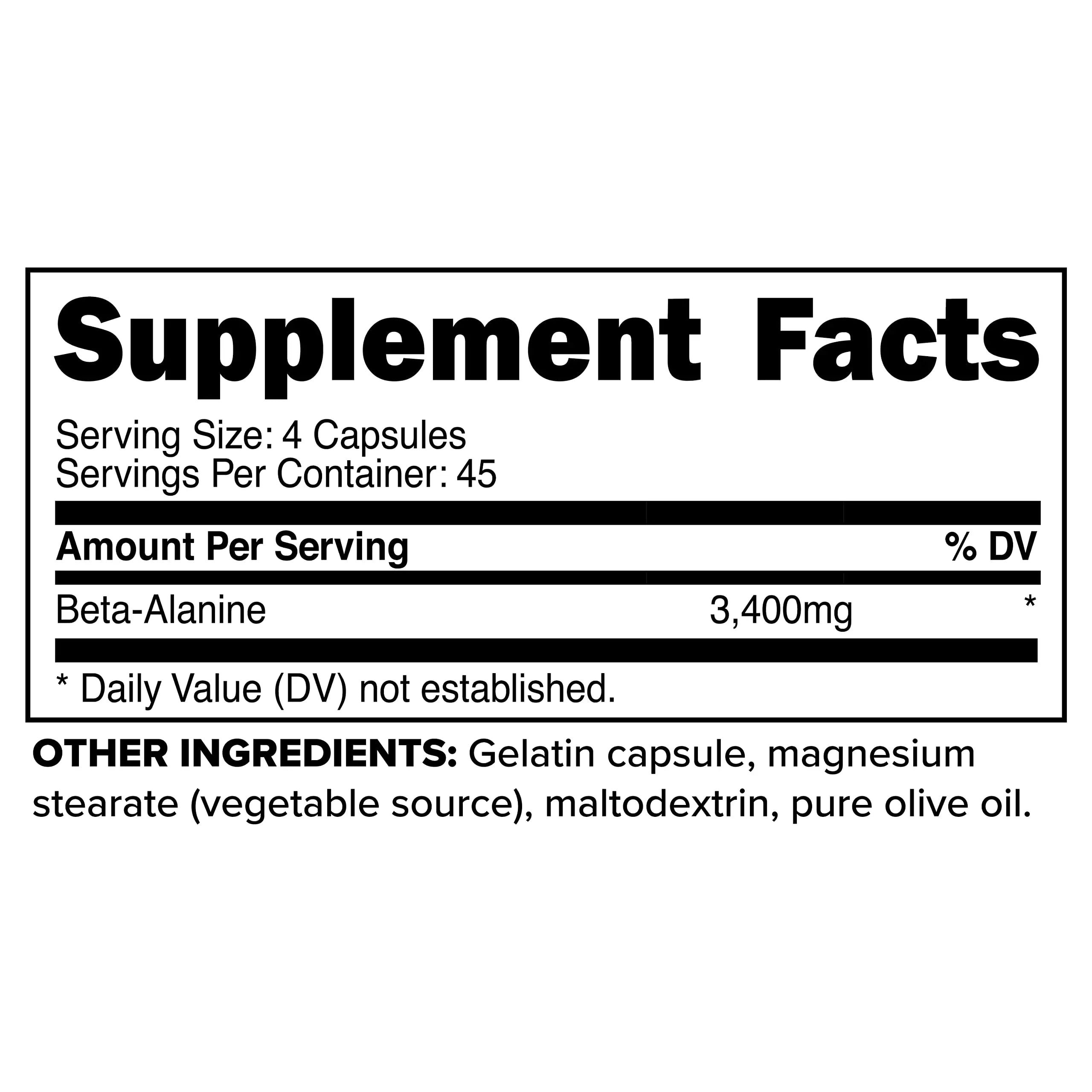 Primaforce Beta Alanine Capsules 3,400mg, 180 Capsules (45 Servings) - Potent Beta Primaforce Au supplements