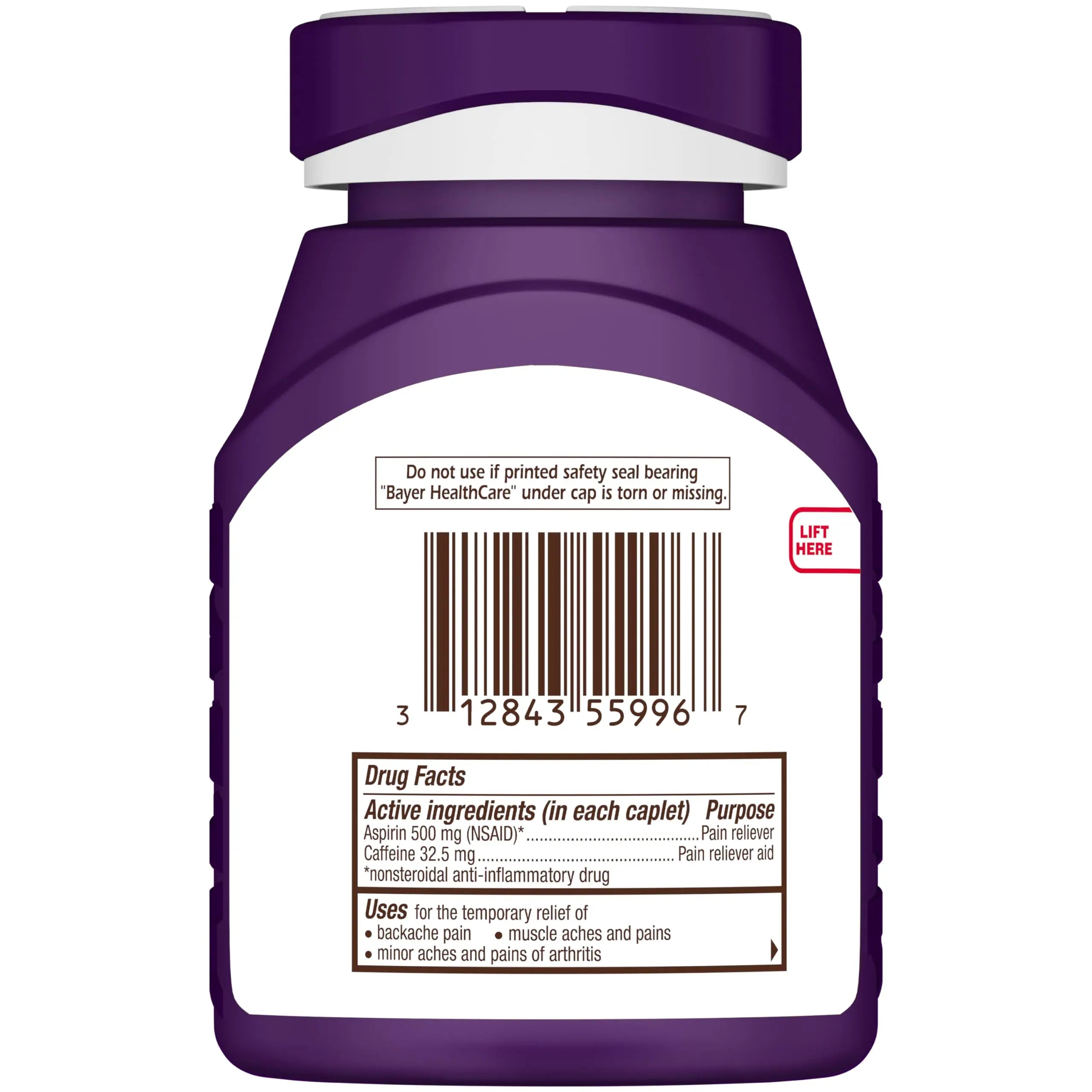 Bayer Extra Strength 500mg Aspirin Plus Caffeine for Powerful Pain Relief, 200 Coated Caplets Bayer Au supplements