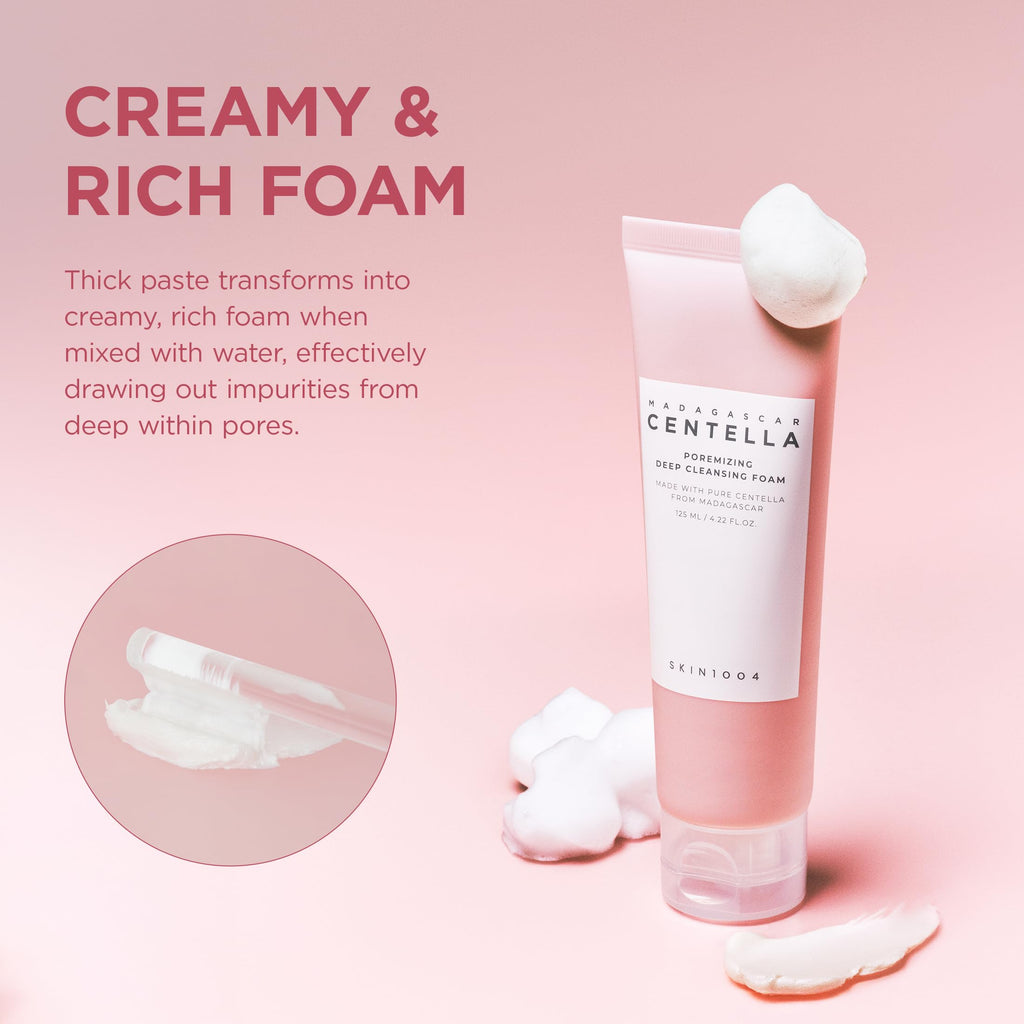 SKIN1004 Poremizing Deep Cleansing Foam, 4.23 fl.oz, 125ml, Makeup Remover, Korean Face Cleanser with Himalayan Pink Salt