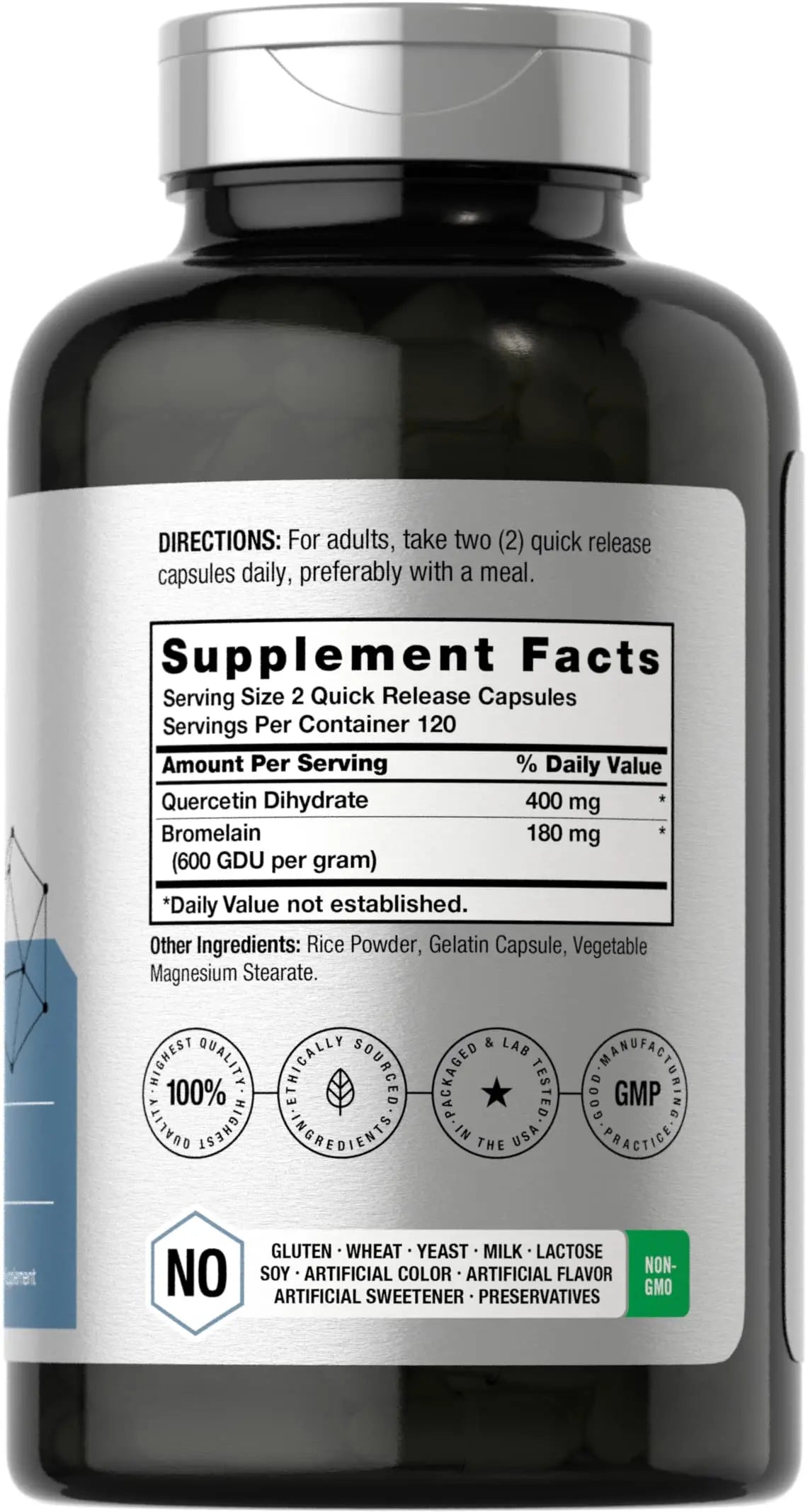 Quercetin with Bromelain Supplement | 240 Capsules | Non-GMO and Gluten Free Horbäach Au supplements