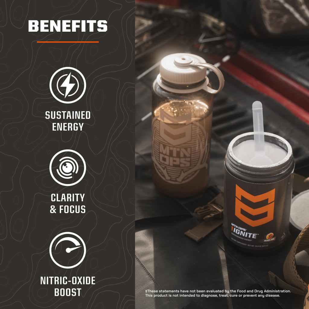 MTN OPS Ignite Trail Packs Energy Drink Powder, Gluten Free Nootropic Supplement Drink Mix, L Arginine, L Citrulline, Caffeine & Nootropic Sugar Free Drink Mix, 20 Servings, Tiger's Blood MTN OPS Au supplements