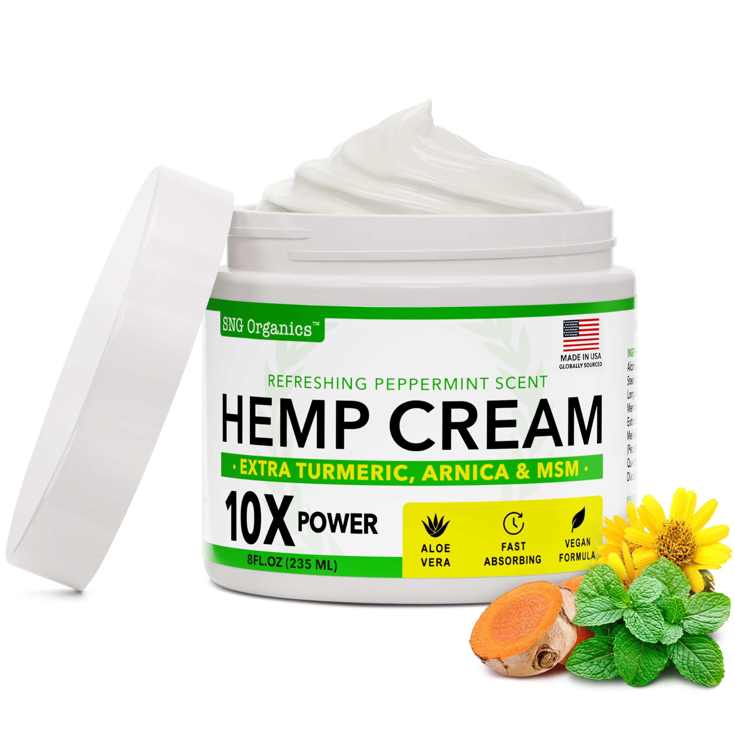 Super Natural Goods Hemp Cream with Hemp Oil, Turmeric, Arnica & Menthol – Botanical Cream with a Cooling Sensation for Localized Application (8oz) Super Natural Goods Au supplements