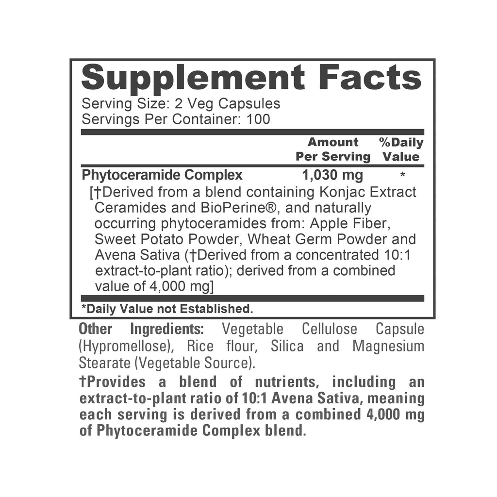 NusaPure Phytoceramide Complex 10:1 Extract, 1030 mg Equivalent to 4000 mg 200 Veggie Capsules (Non-GMO) Bioperine NusaPure Au supplements