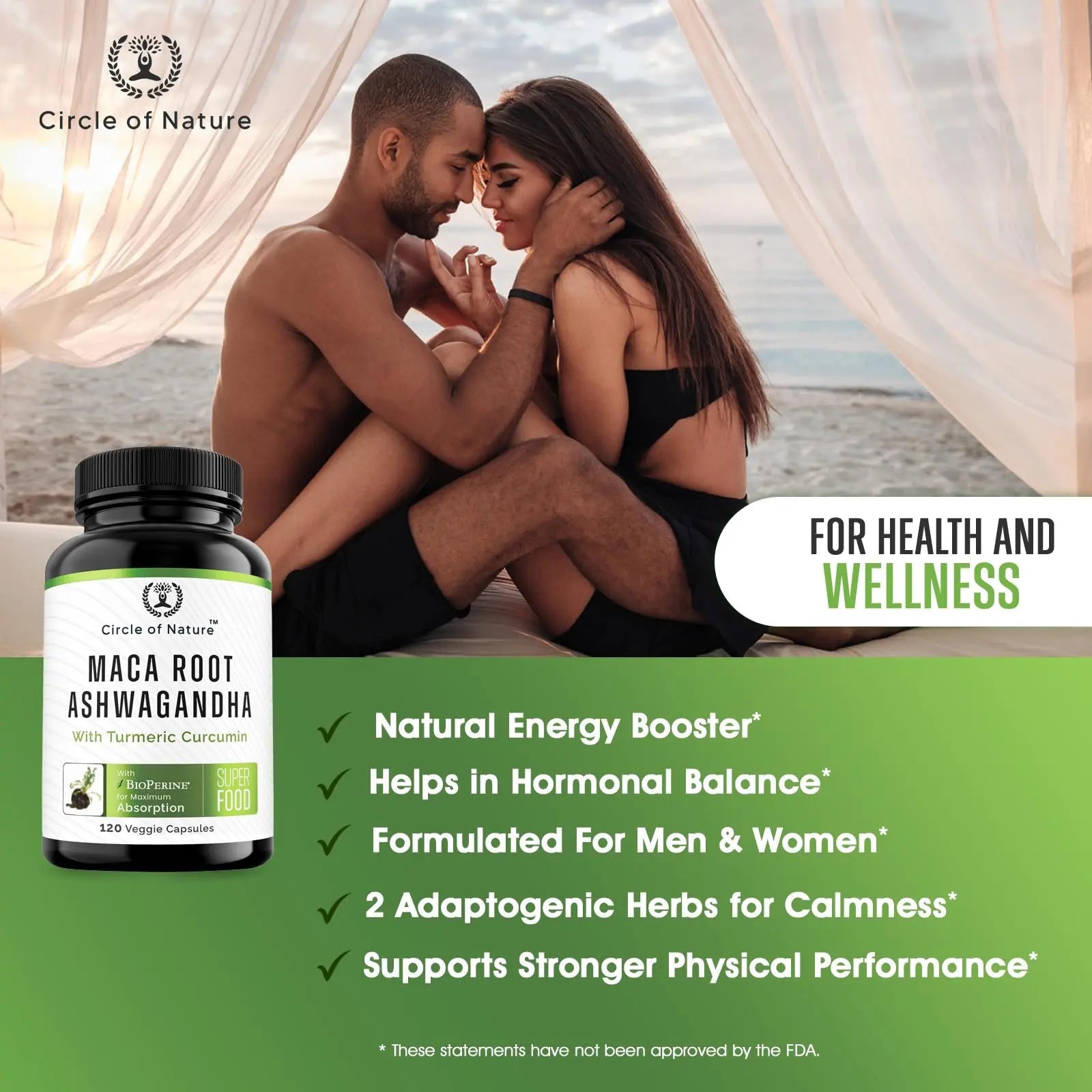 Maca Root 10,000 mg, Ashwagandha 6000mg Extract, Capsules for Men & Women CIRCLE OF NATURE Au supplements