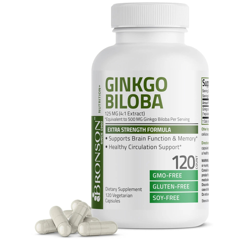 Bronson Ginkgo Biloba Extra Strength 125mg (4:1 Extract) Equivalent to 500mg Bronson Au supplements