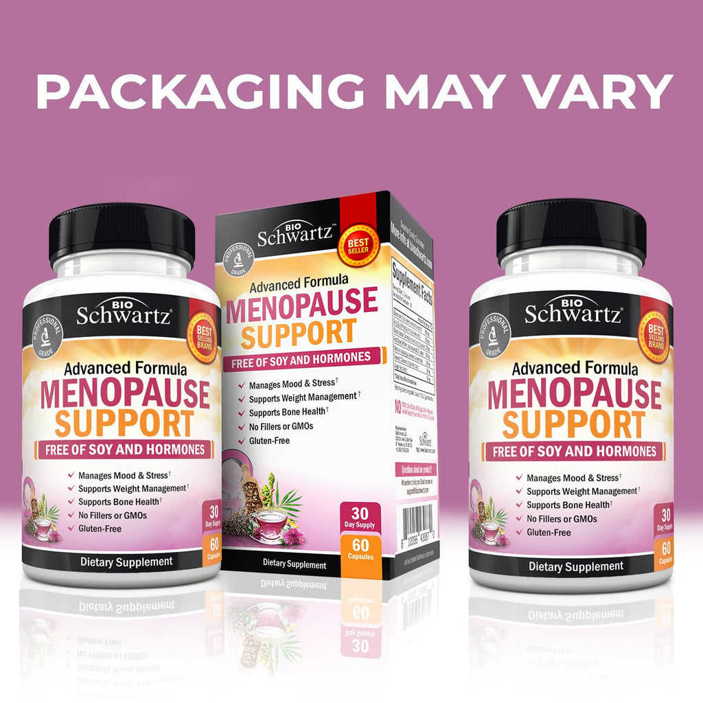 Herbal Menopause Support for Women - Supports Healthy Mood and Balance with Milk Thistle Chasteberry Black Cohosh Red Clover Turmeric Ginger - Menopause Supplements for Women - 60 Veggie Capsules BioSchwartz Au supplements