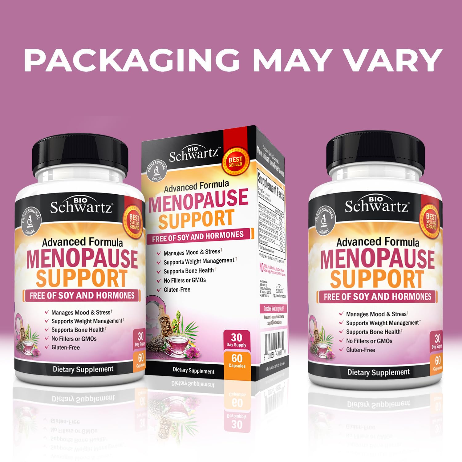 Herbal Menopause Support for Women - Supports Healthy Mood and Balance with Milk Thistle Chasteberry Black Cohosh Red Clover Turmeric Ginger - Menopause Supplements for Women - 60 Veggie Capsules BioSchwartz Au supplements