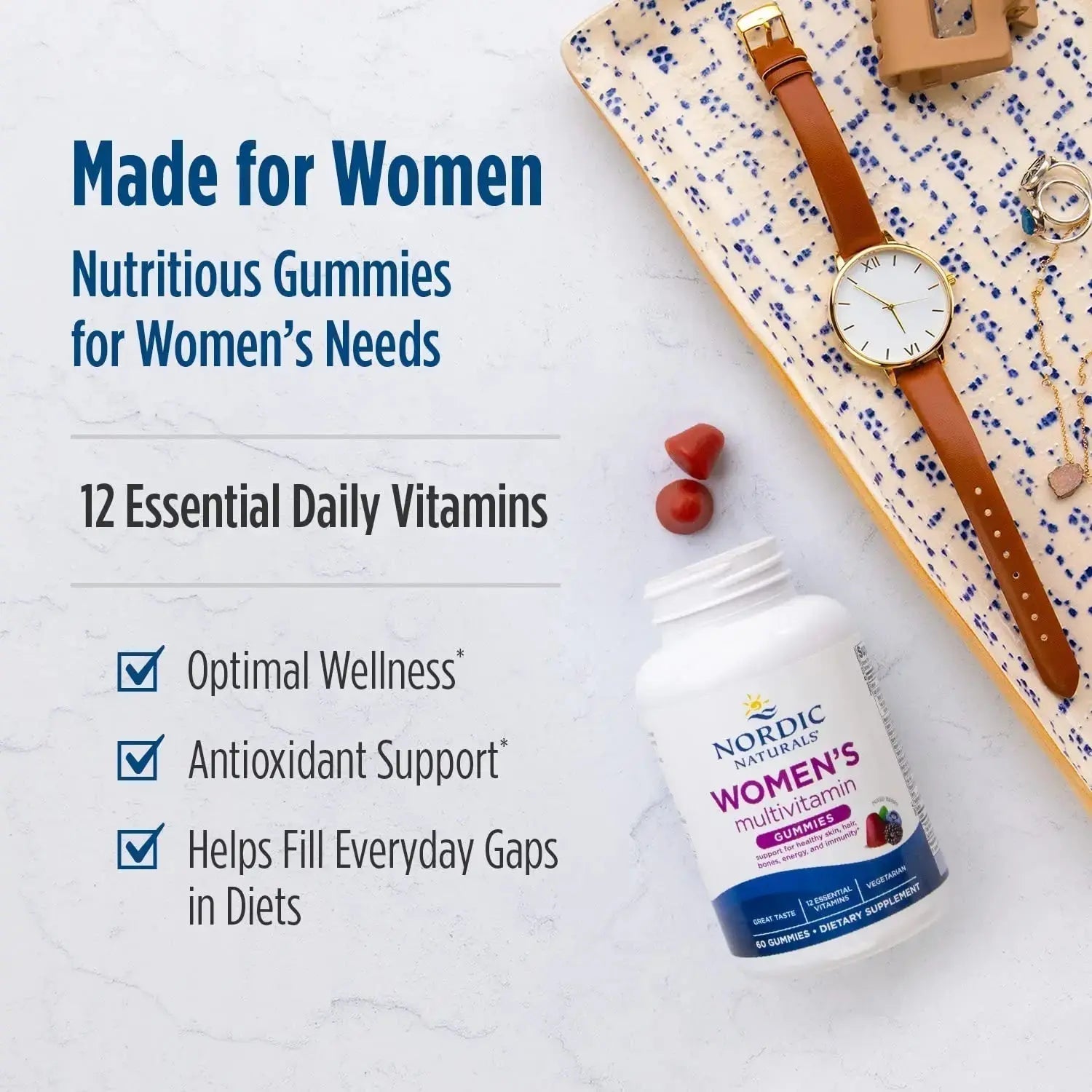 Nordic Naturals Women's Multivitamin Gummies, Mixed Berry - 60 Gummies - Support for Healthy Skin, Hair Nordic Naturals Au supplements