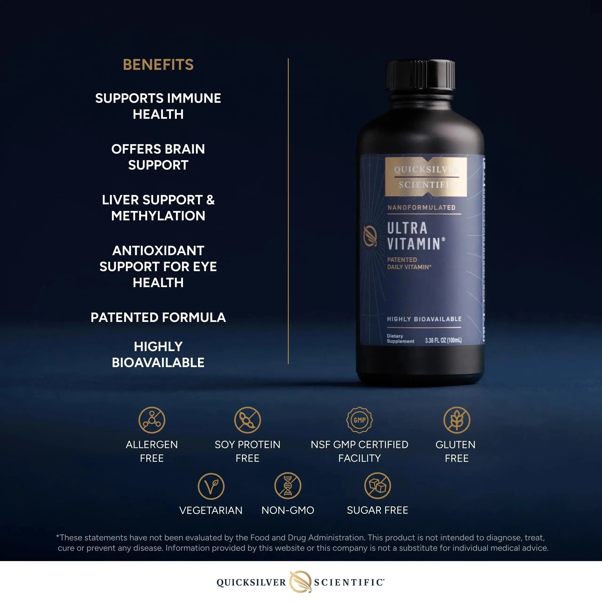 Quicksilver Scientific Liposomal Ultra Vitamin - Liquid Multivitamin & Antioxidant Supplement for Energy, Liver Health & Brain Support Quicksilver Scientific Au supplements