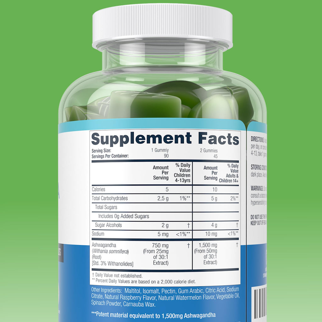 Sugar-Free Ashwagandha Gummies for Stress, Sleep & Mood Support - High-Potency 30:1 Ashwagandha Supplement Extract - Vegan Adaptogen Supplement for Women & Men, Natural Flavor, Plant-Based, 90 Gummies Purify Life Au supplements