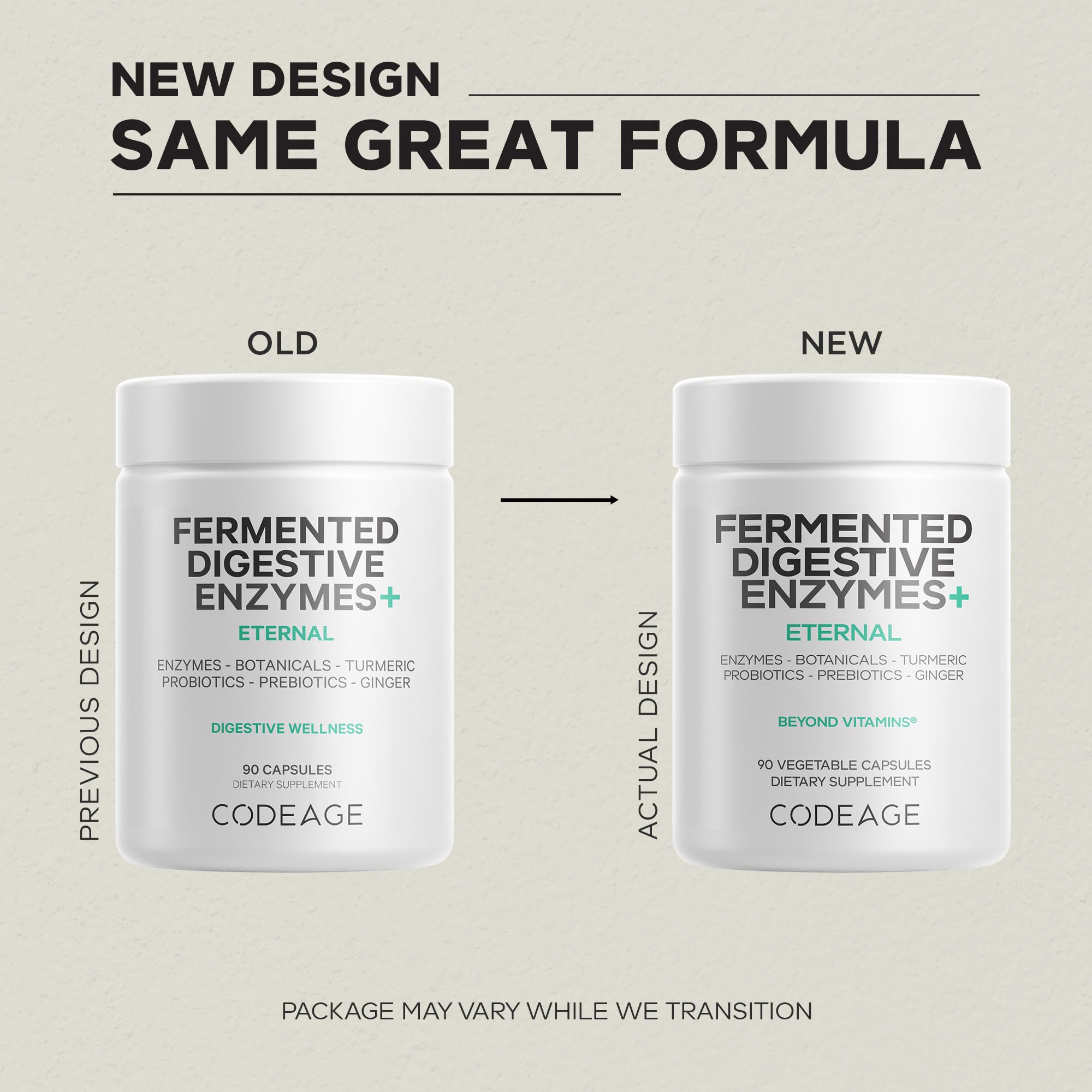 Codeage Fermented Digestive Enzymes Supplement 3-Month Supply - 14 Digestive Enzymes, Probiotics, Prebiotics, Fermented Botanicals