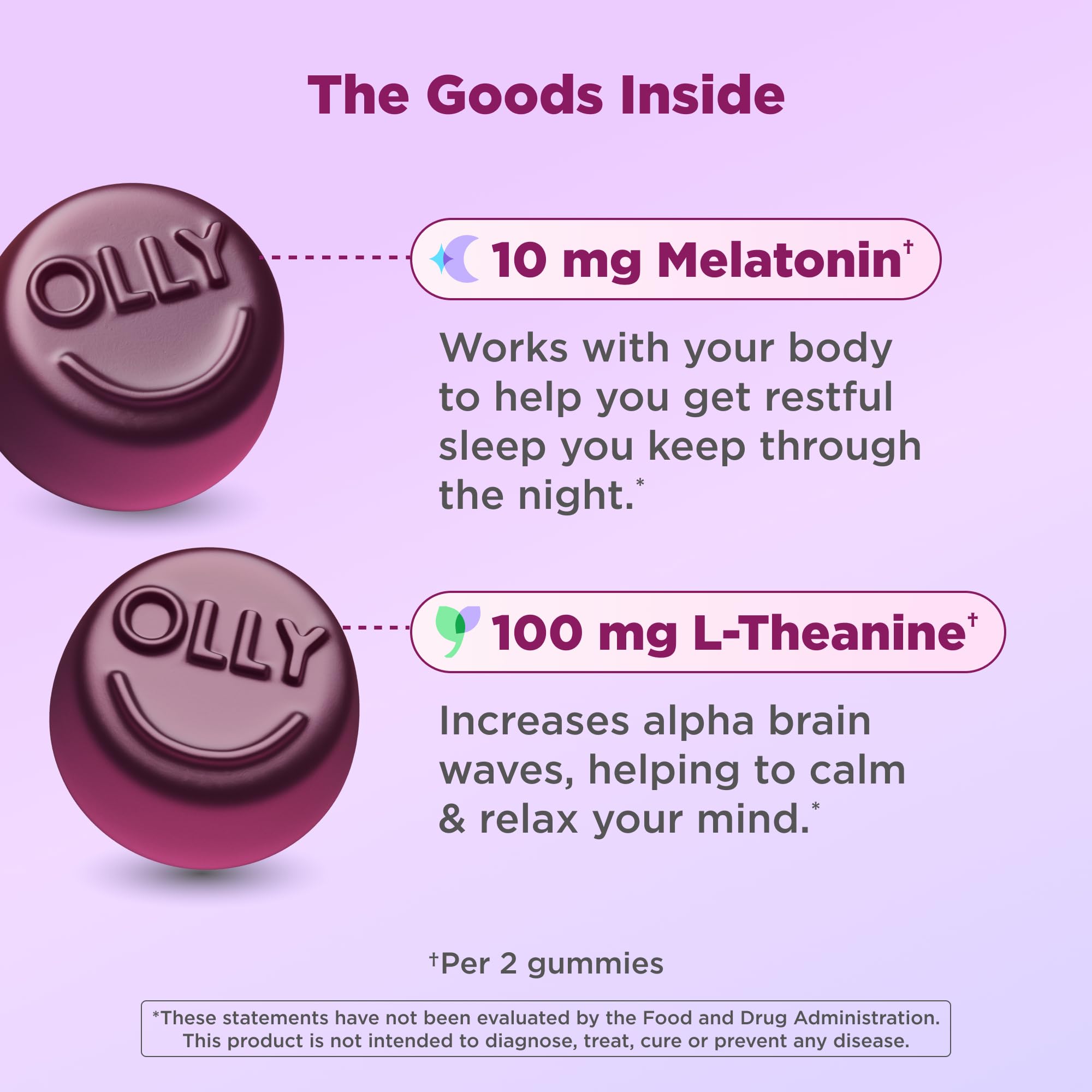 OLLY Max Strength Sleep Gummy, 10mg Melatonin, L-Theanine, Chamomile, Lemon Balm, Sugar Free, Vegetarian Sleep Aid, Strawberry - 70 Count