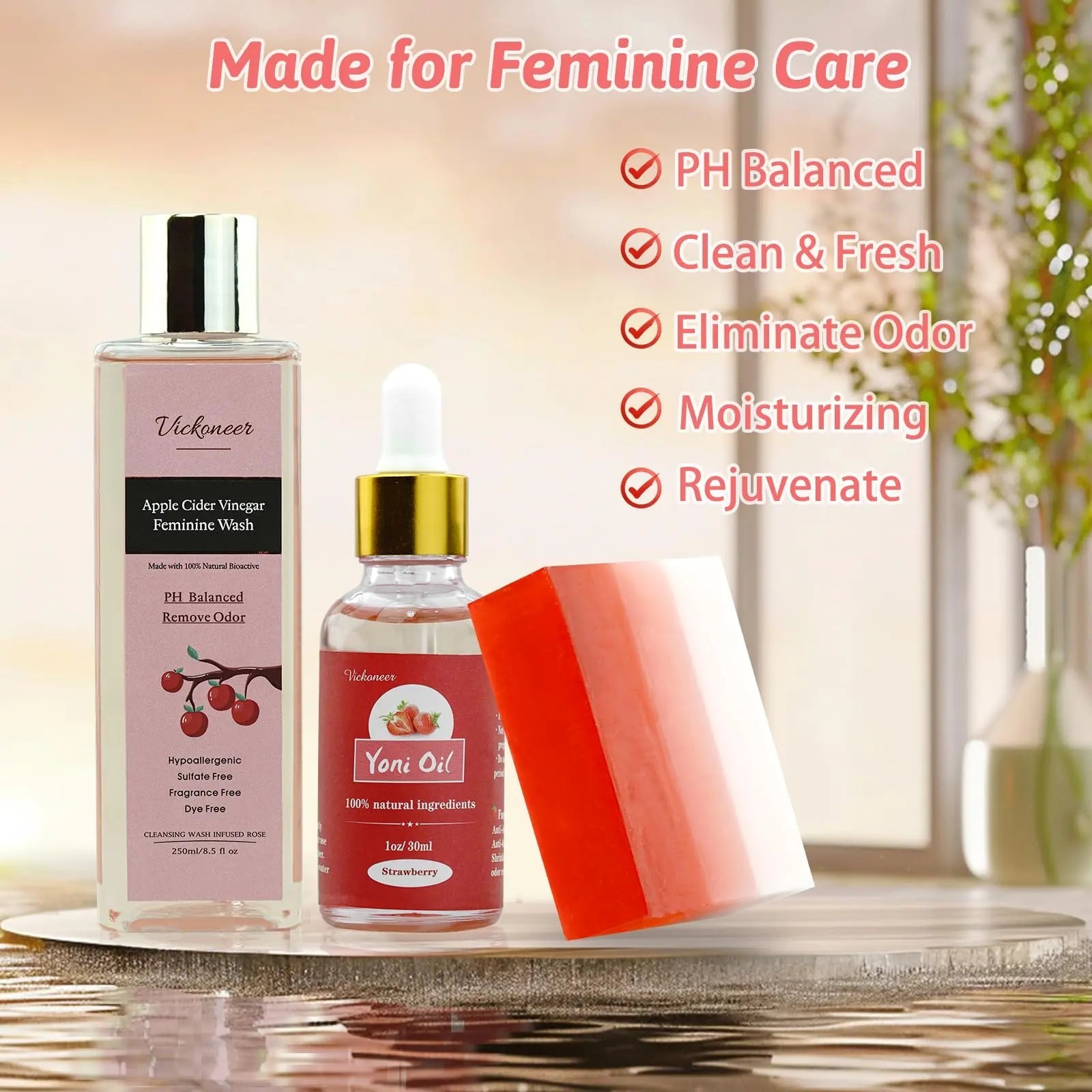3 Pack Feminine Wash Yoni Bar Yoni Oil Set for Women, Yoni Wash for Balance Vagina PH Wetness tovaginsh Au supplements