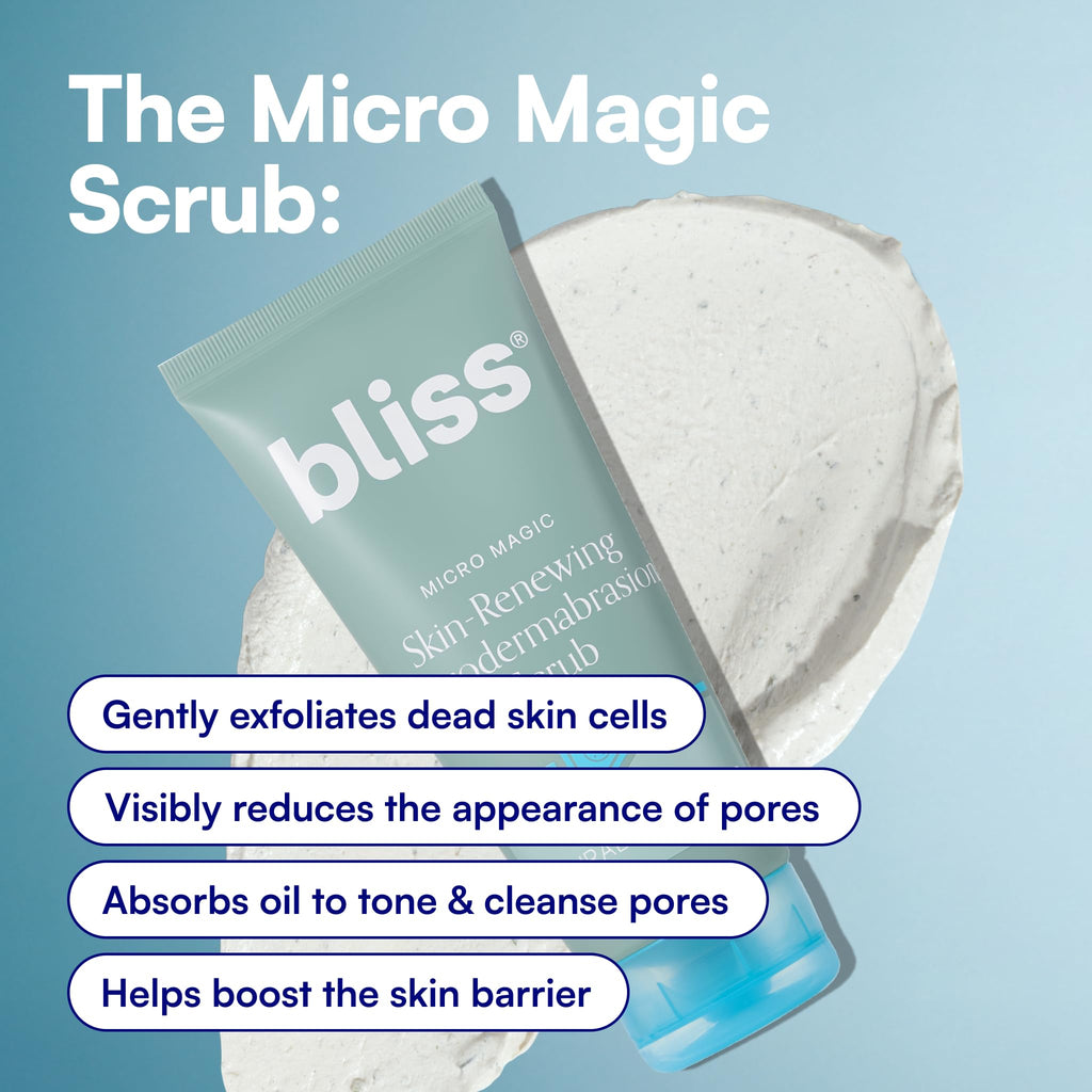 Bliss Micro Magic Skin-renewing Microdermabrasion Scrub | Smoothing Volcanic Pumice & Purifying Kaolin Clay | Refreshed Glow Straight-from-the-Spa