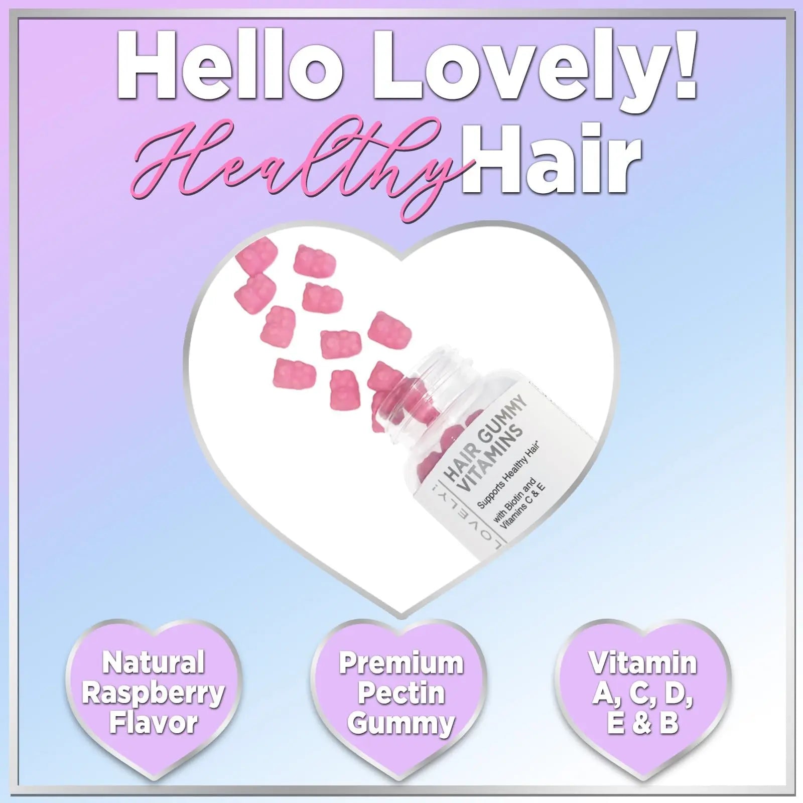 Hello Lovely! Hair Vitamins Gummies with Biotin 5000 mcg Vitamin E & C Support Hair Growt Hello Lovely! Au supplements