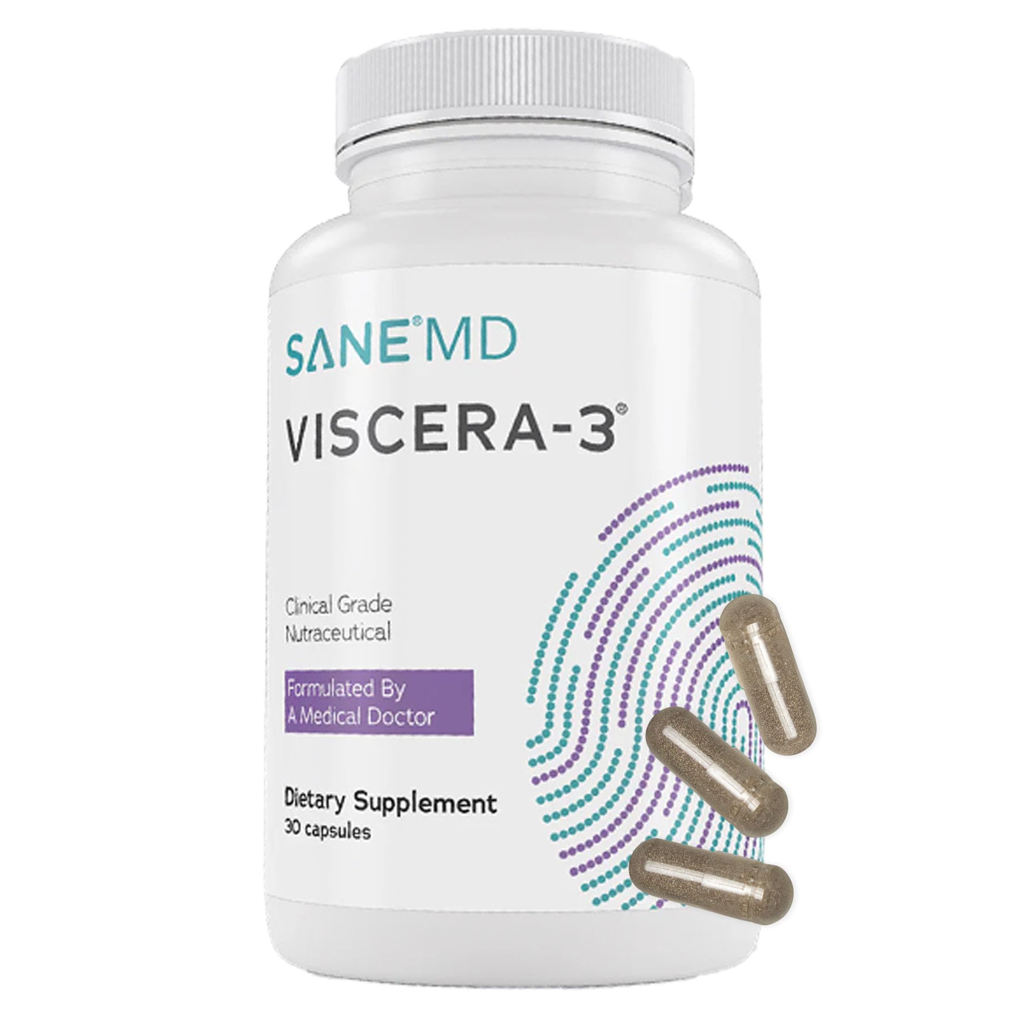SANE MD - Viscera 3 Postbiotics with Tributyrin - Sodium Butyrate Supplement for Gas and Bloating Relief - Gut Health - IBS & Leaky Gut Butyric Acid Supplement - NSF Certified - 30 Capsules SANE Au supplements