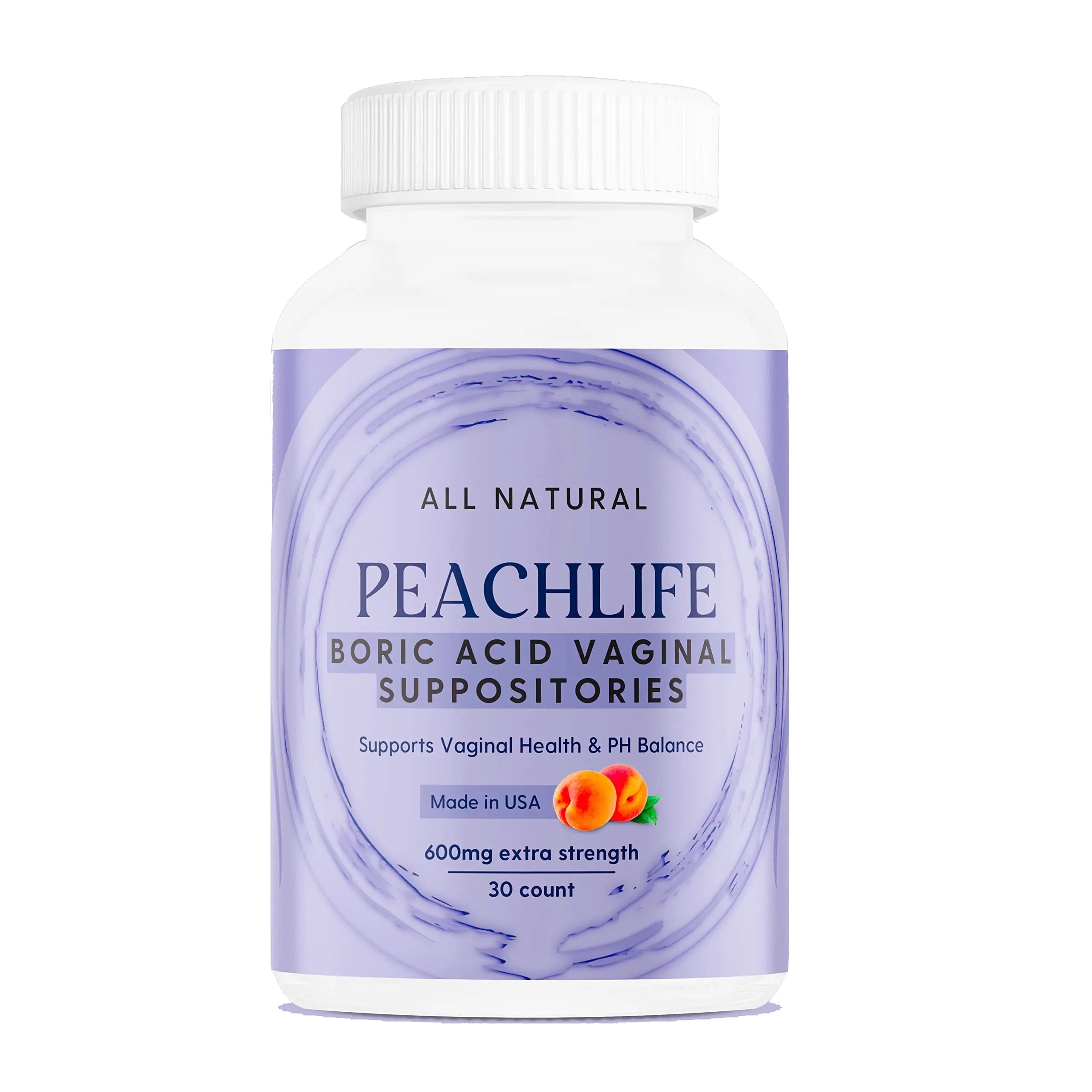 Peachlife Boric Acid Suppositories in Vegetable Capsules - USA Made - Vaginal pH Peachlife Au supplements