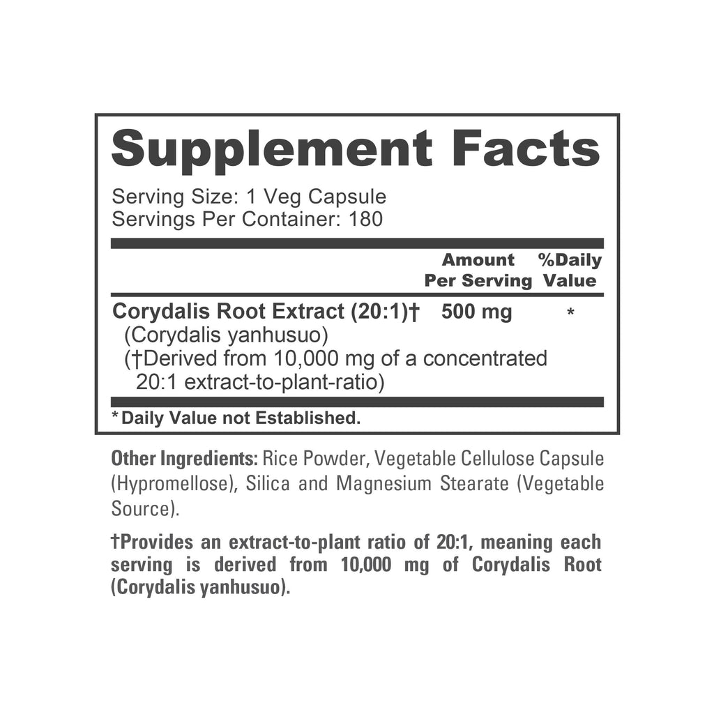 NusaPure Corydalis Root Extract 20:1 - Suitable for Vegetarian/Vegan, Non - GMO - 1000 mg - 180 Capsules NusaPure Au supplements