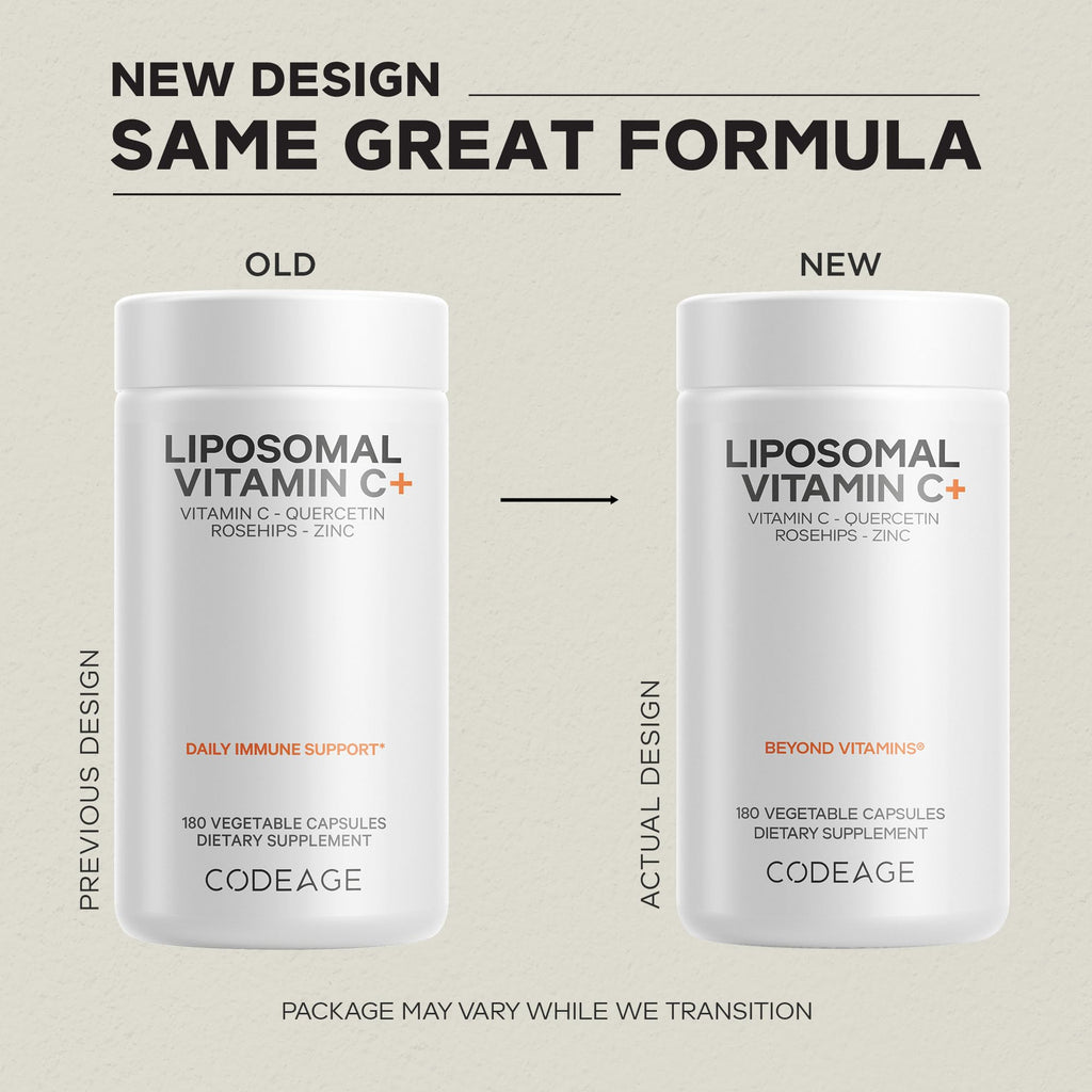 Codeage Liposomal Vitamin C 1500mg with Zinc, Elderberry, Citrus Bioflavonoids Grapefruit, Lemon, Orange Powder, Quercetin & Rose Hips Fruit – Vegan Supplement - Non-GMO, Vegan Pills, 180 Capsules Codeage Au supplements